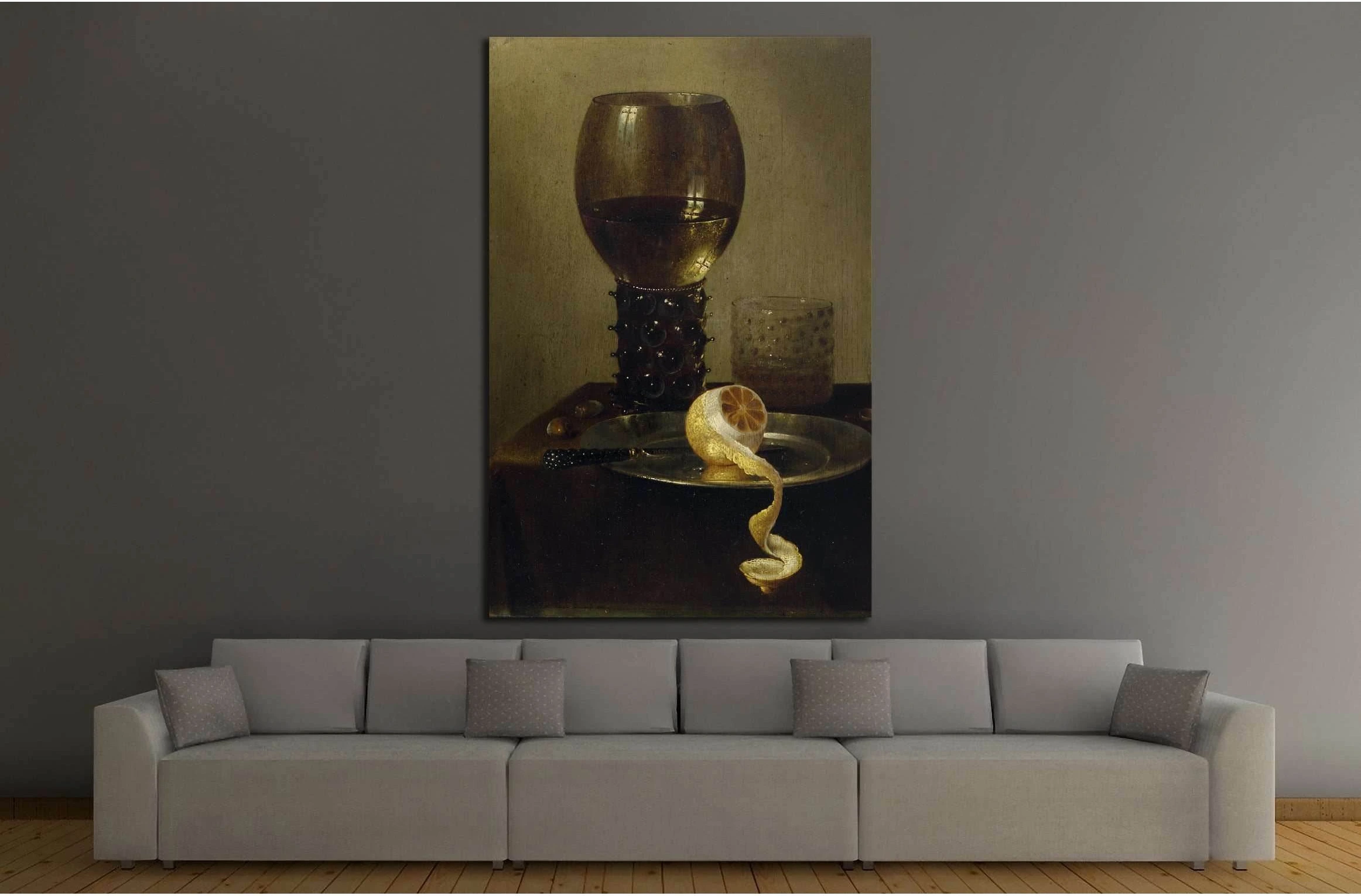 Wine glass and lemon №3437 Ready to Hang Canvas Print - Zellart Canvas Prints ALL_Products, s-3437