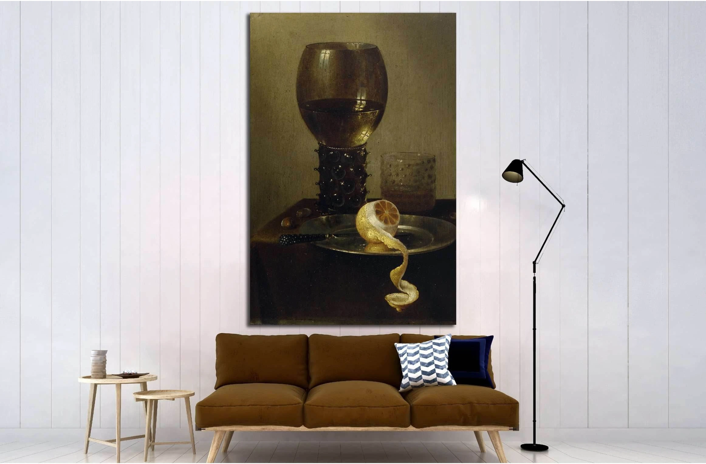 Wine glass and lemon №3437 Ready to Hang Canvas Print - Zellart Canvas Prints ALL_Products, s-3437