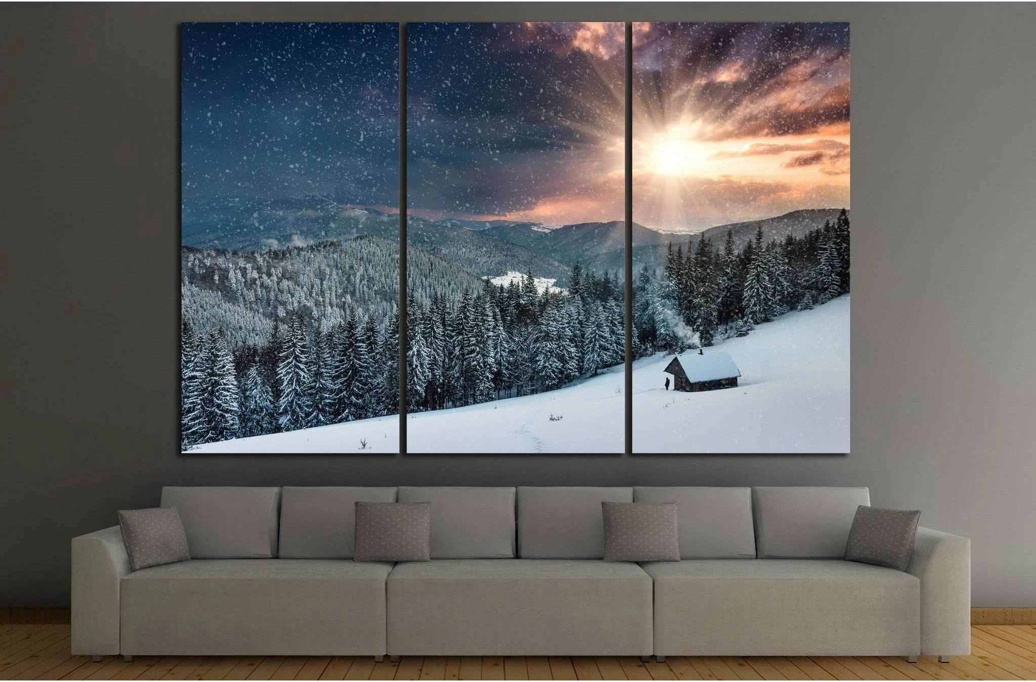 Winter evening №603 Ready to Hang Canvas Print - Zellart Canvas Prints ALL_Products, s-603