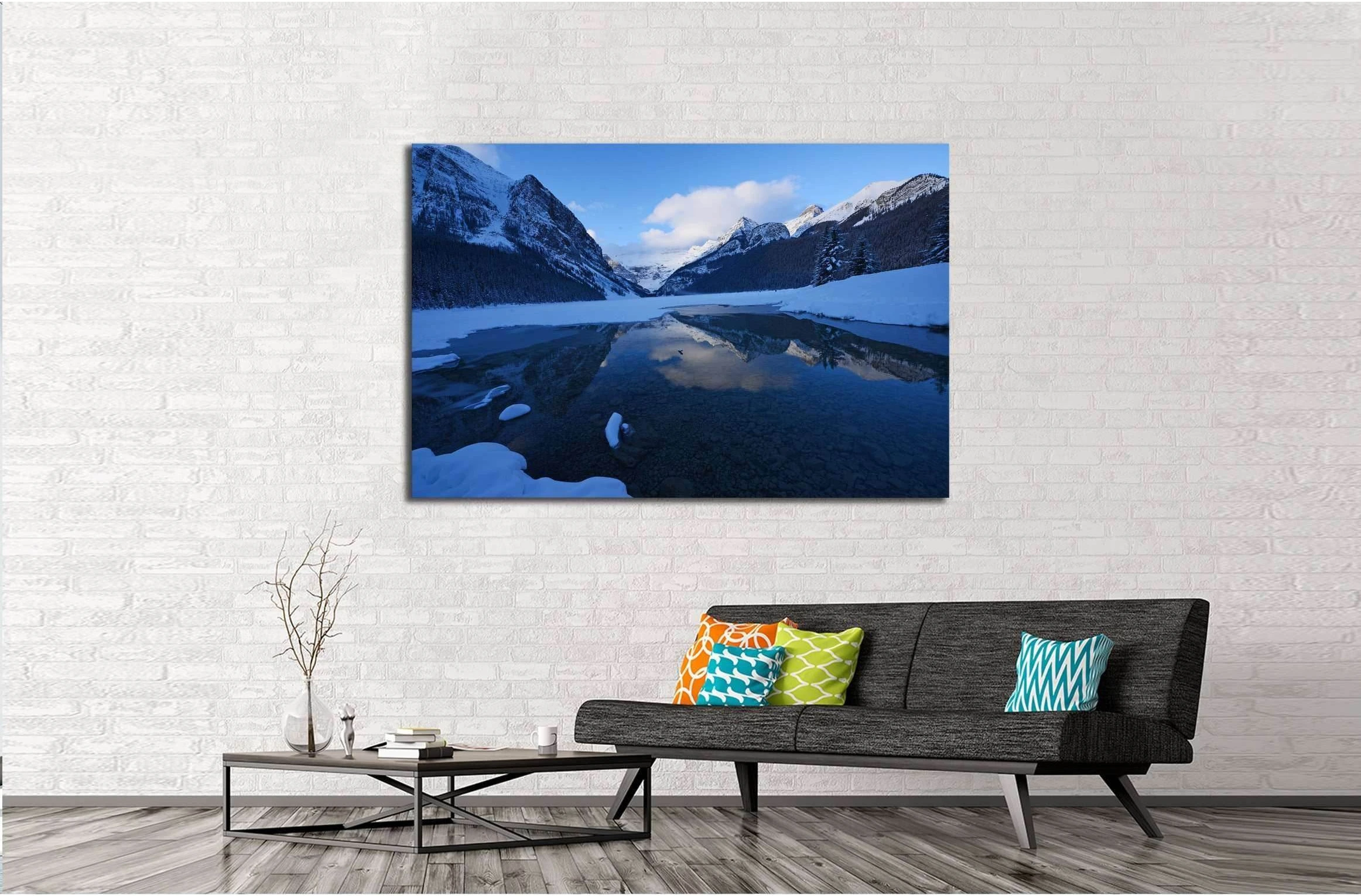 winter morning at lake louise with snow №3075 Ready to Hang Canvas Print - Zellart Canvas Prints ALL_Products, s-3075