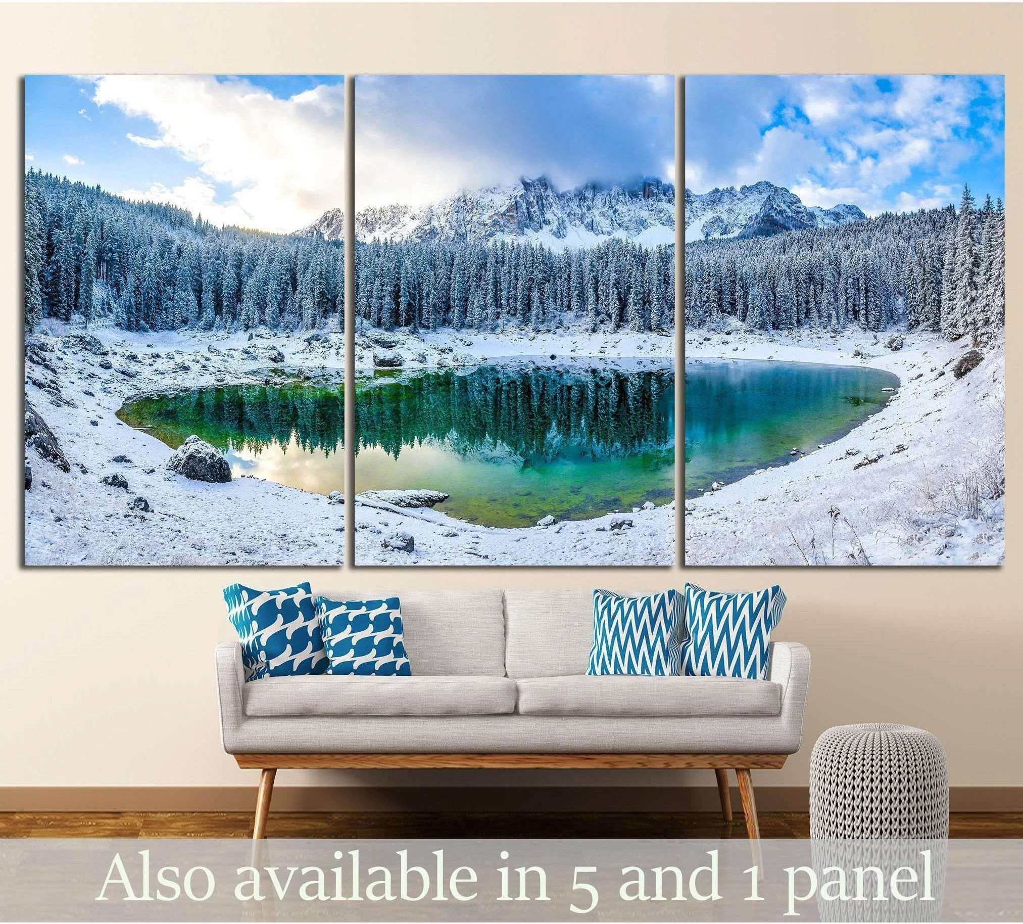 Winter mountain lake №718 Ready to Hang Canvas Print - Zellart Canvas Prints ALL_Products, s-718