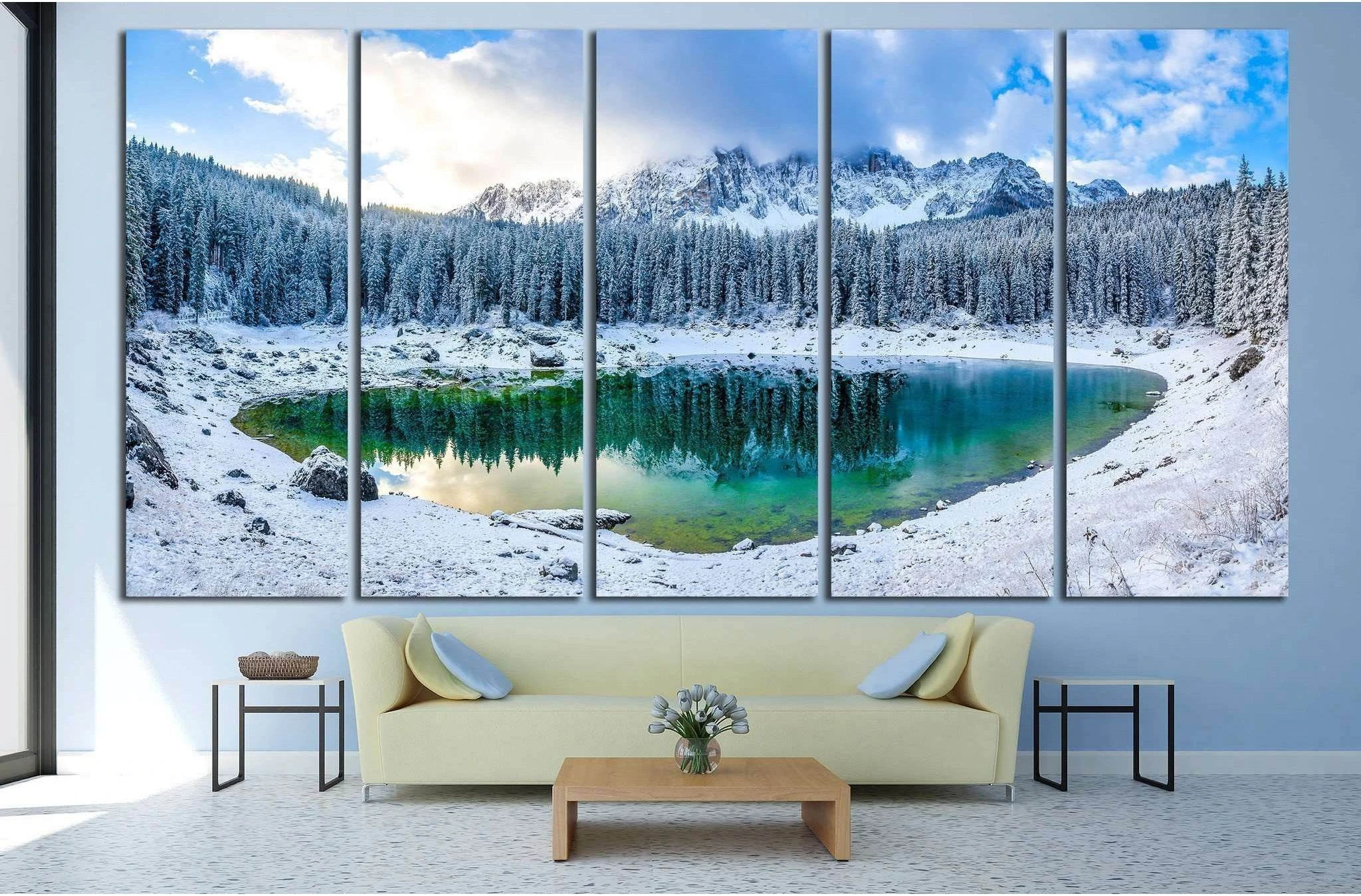 Winter mountain lake №718 Ready to Hang Canvas Print - Zellart Canvas Prints ALL_Products, s-718