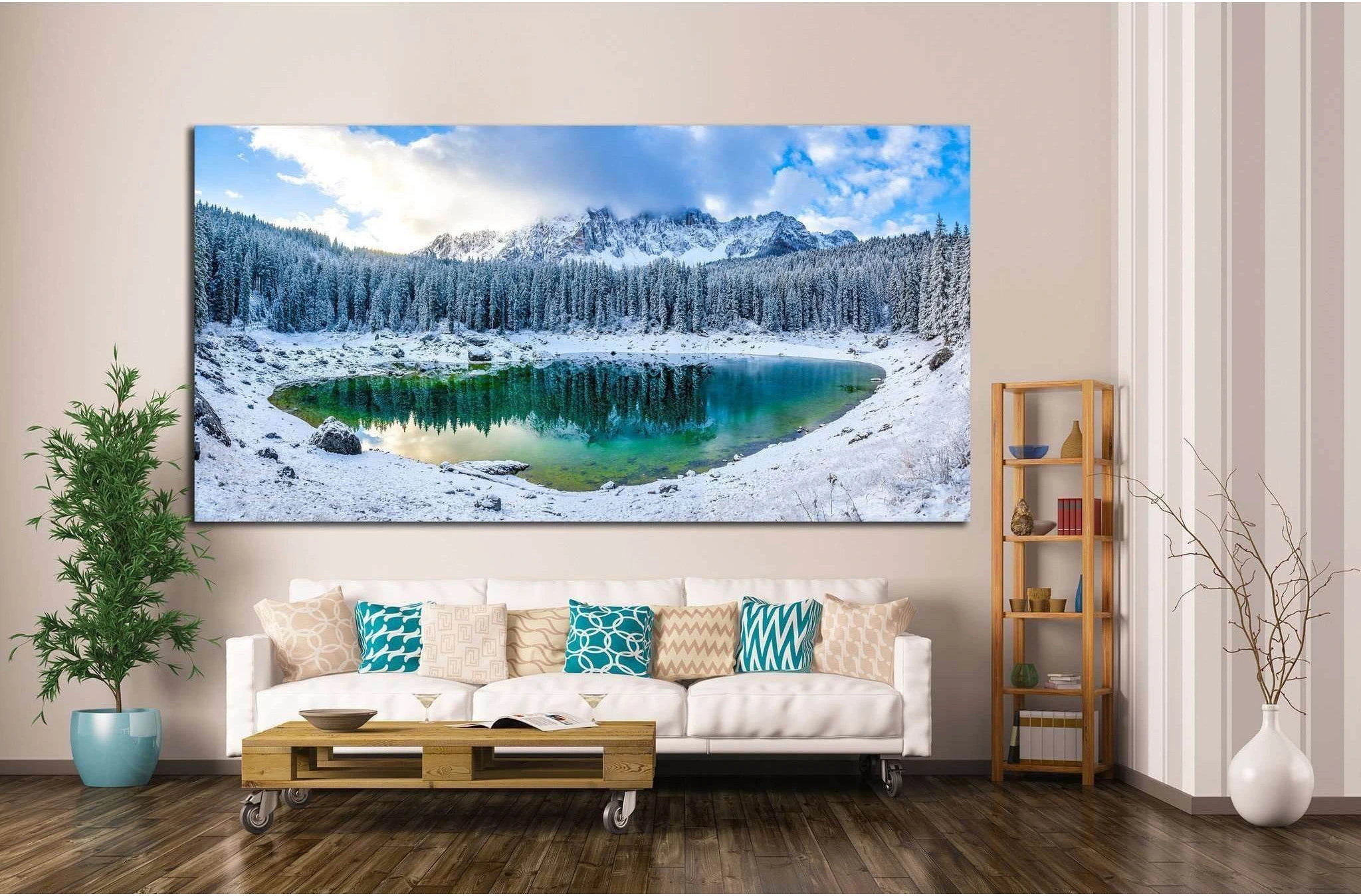 Winter mountain lake №718 Ready to Hang Canvas Print - Zellart Canvas Prints ALL_Products, s-718