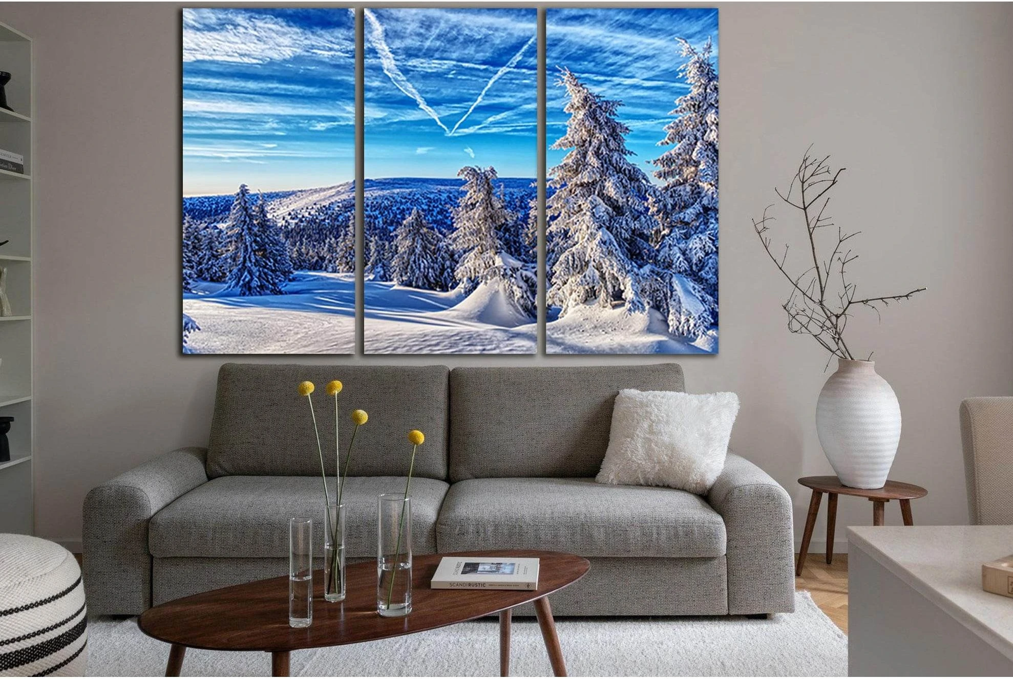 Winter Mountain Nature №SL1075 Ready to Hang Canvas Print - Zellart Canvas Prints 0new, ALL_Products, Trees Wall Art