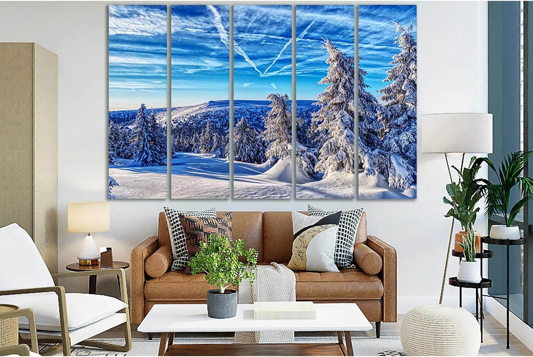 Winter Mountain Nature №SL1075 Ready to Hang Canvas Print - Zellart Canvas Prints 0new, ALL_Products, Trees Wall Art