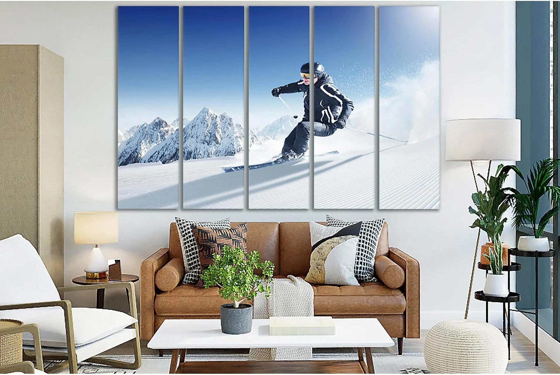 Winter Skiing Beautiful Moment №SL922 Ready to Hang Canvas Print - Zellart Canvas Prints 0new, ALL_Products, Sports & Motivation