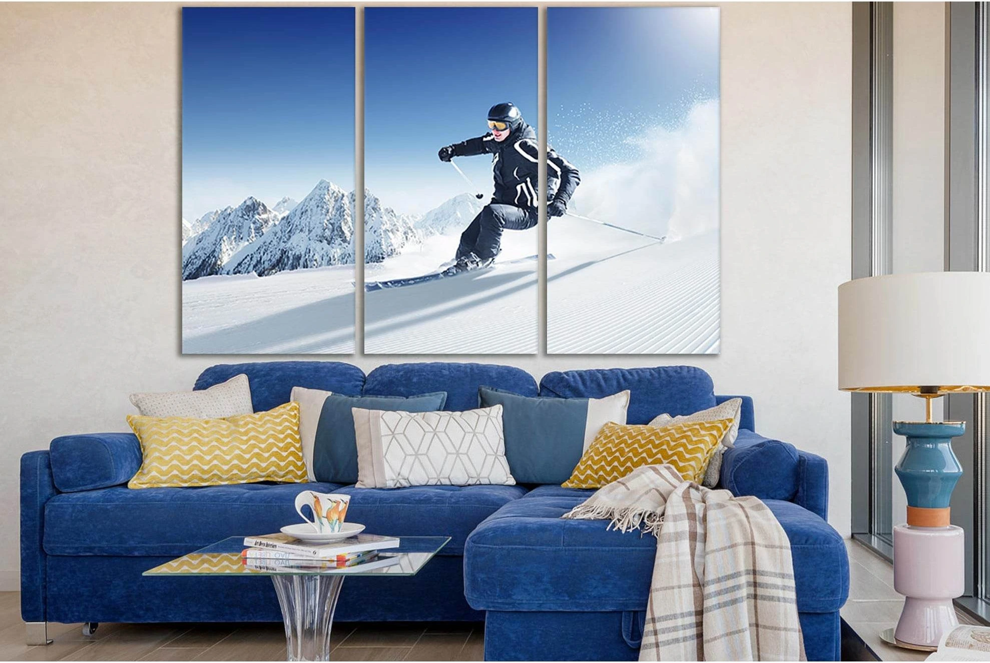 Winter Skiing Beautiful Moment №SL922 Ready to Hang Canvas Print - Zellart Canvas Prints 0new, ALL_Products, Sports & Motivation