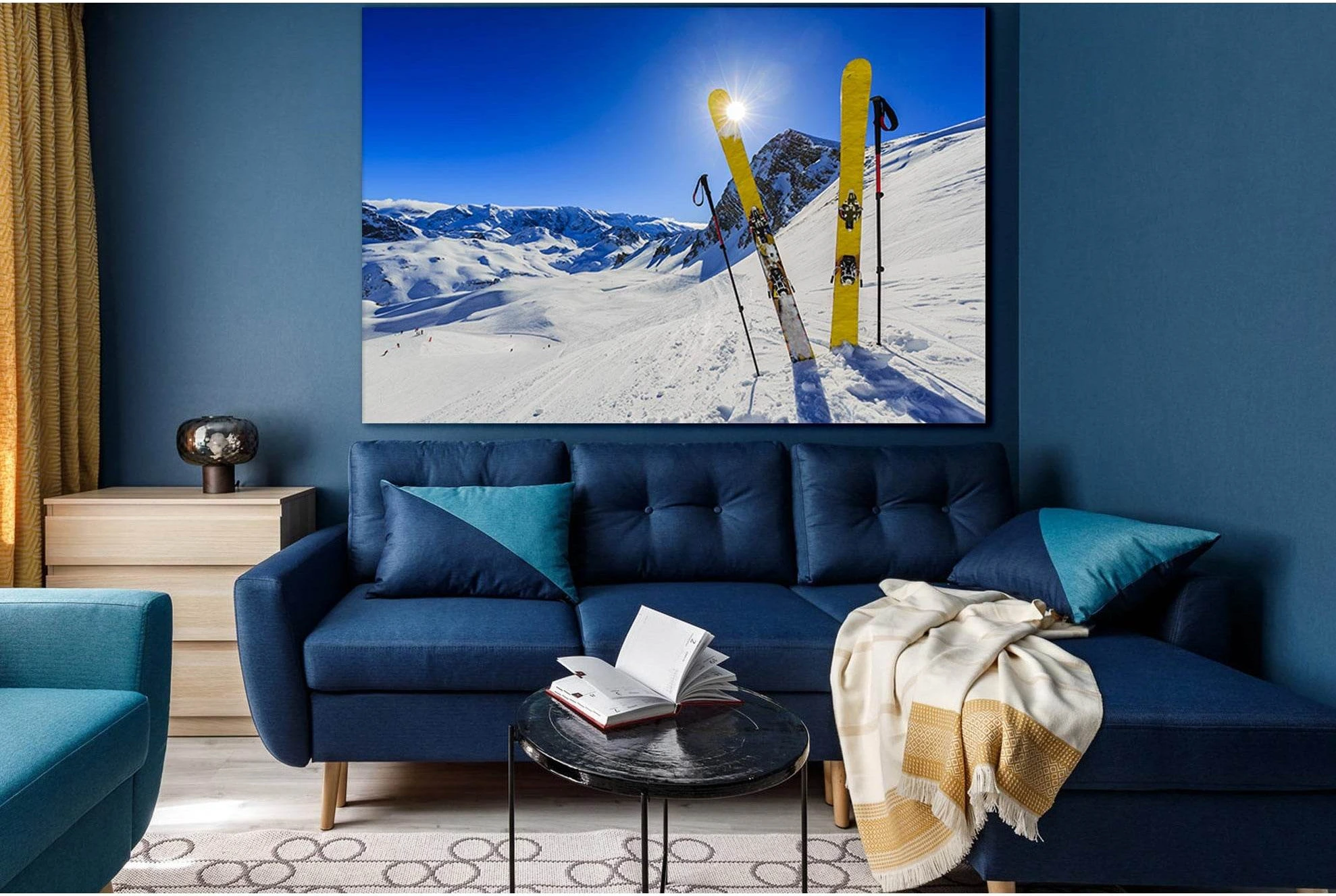 Winter Skiing In The Mountains №SL917 Ready to Hang Canvas Print - Zellart Canvas Prints 0new, ALL_Products, Sports & Motivation