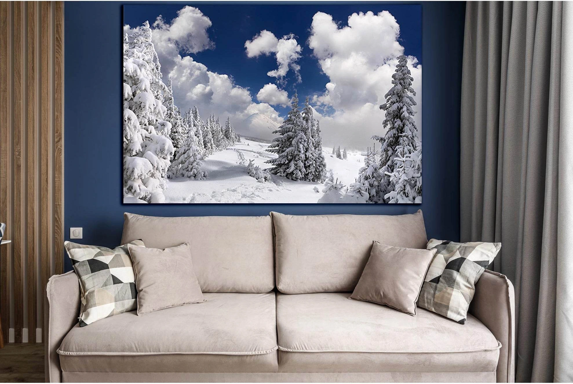 Winter Spruce Snow And Clouds №SL1069 Ready to Hang Canvas Print - Zellart Canvas Prints 0new, ALL_Products, Trees Wall Art