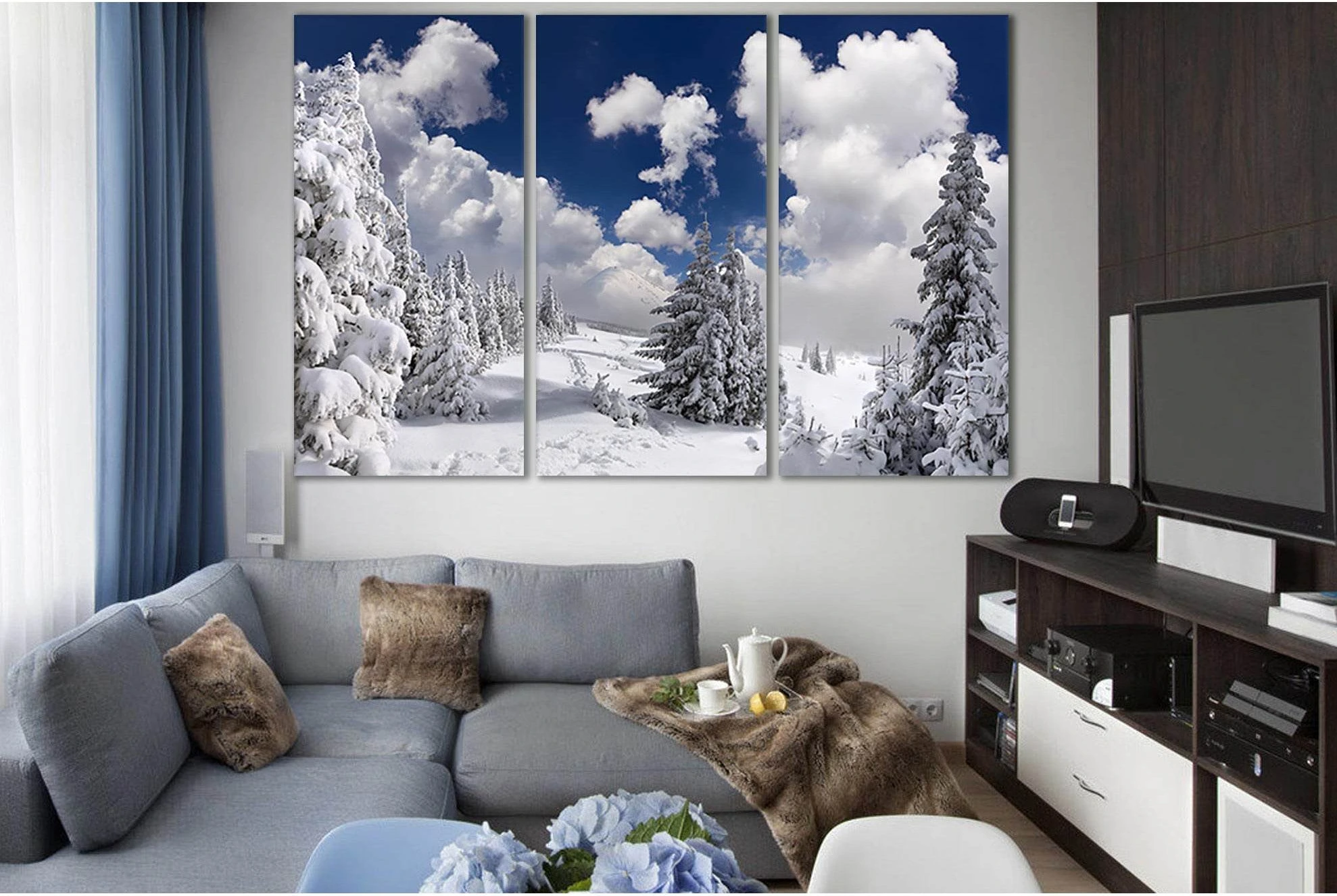 Winter Spruce Snow And Clouds №SL1069 Ready to Hang Canvas Print - Zellart Canvas Prints 0new, ALL_Products, Trees Wall Art