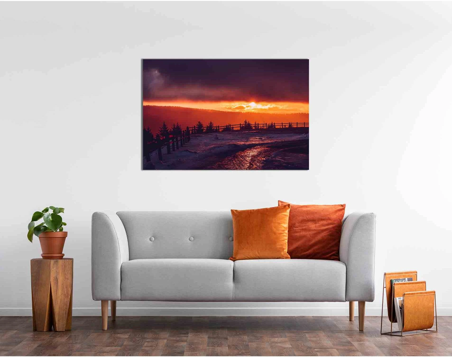 Winter sunset in the forest №D2032 Ready to Hang Canvas Print - Zellart Canvas Prints 0new, ALL_Products, Sunrise & sunset wall art