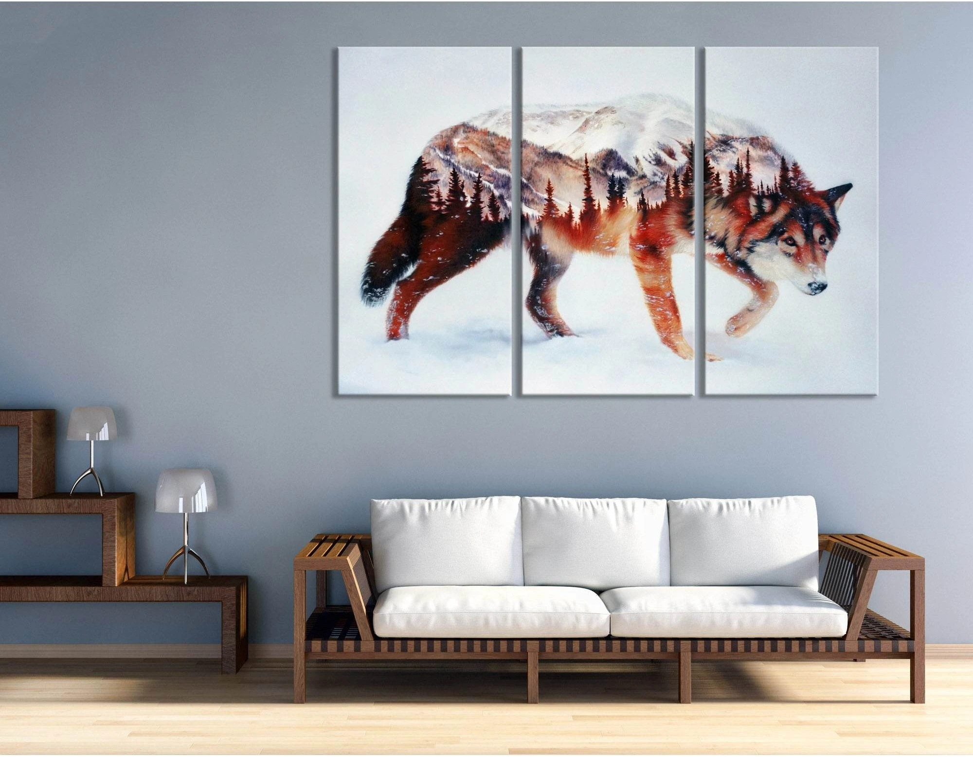 Wolf And Winter Forest Canvas Print №04200 Ready to Hang Canvas Print - Zellart Canvas Prints ALL_Products