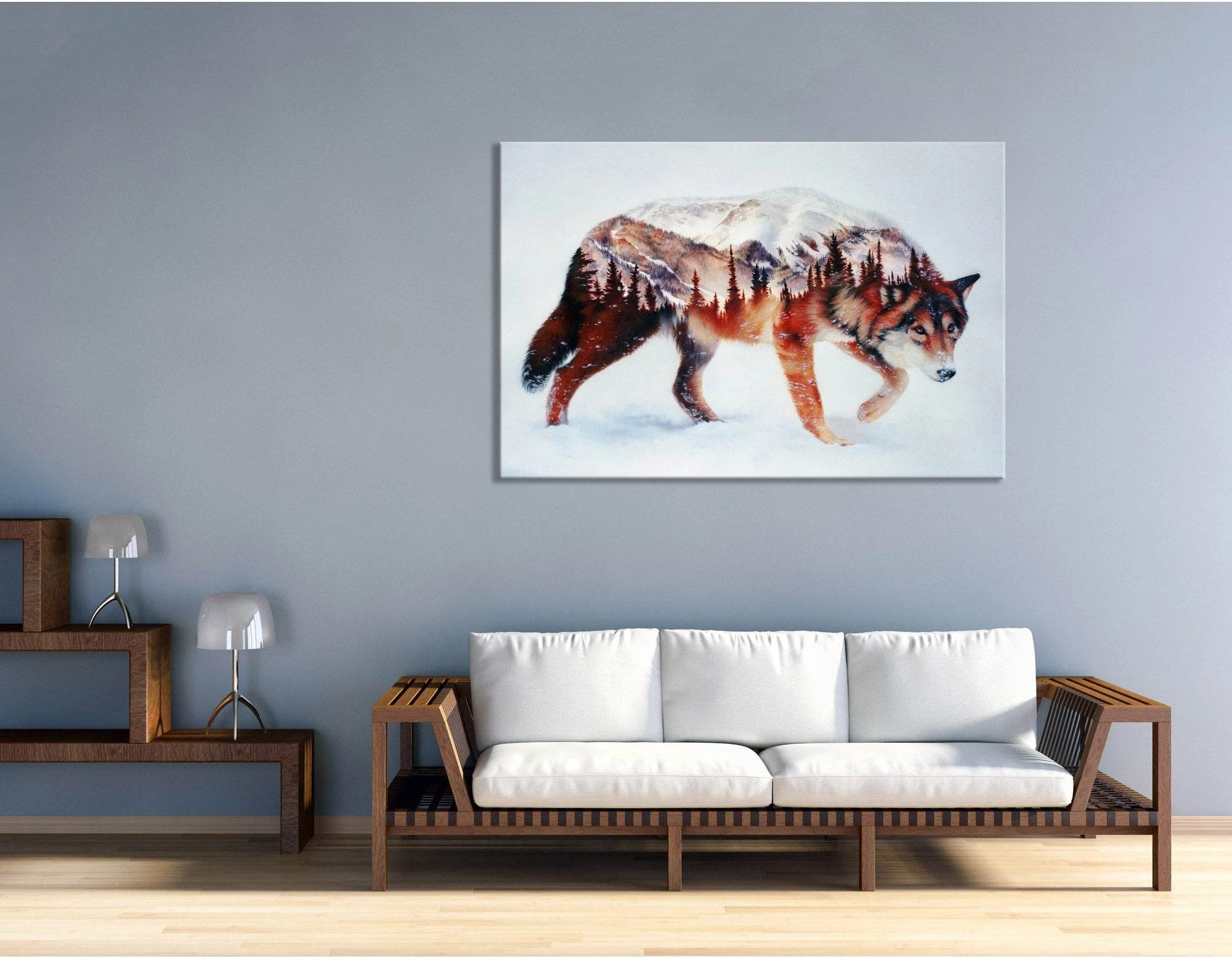 Wolf And Winter Forest Canvas Print №04200 Ready to Hang Canvas Print - Zellart Canvas Prints ALL_Products