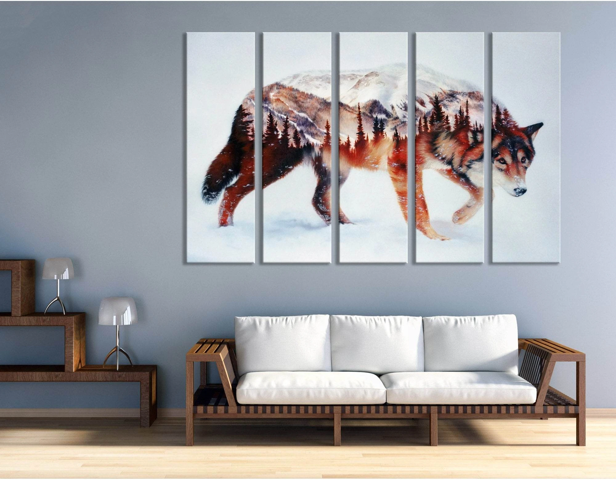 Wolf And Winter Forest Canvas Print №04200 Ready to Hang Canvas Print - Zellart Canvas Prints ALL_Products