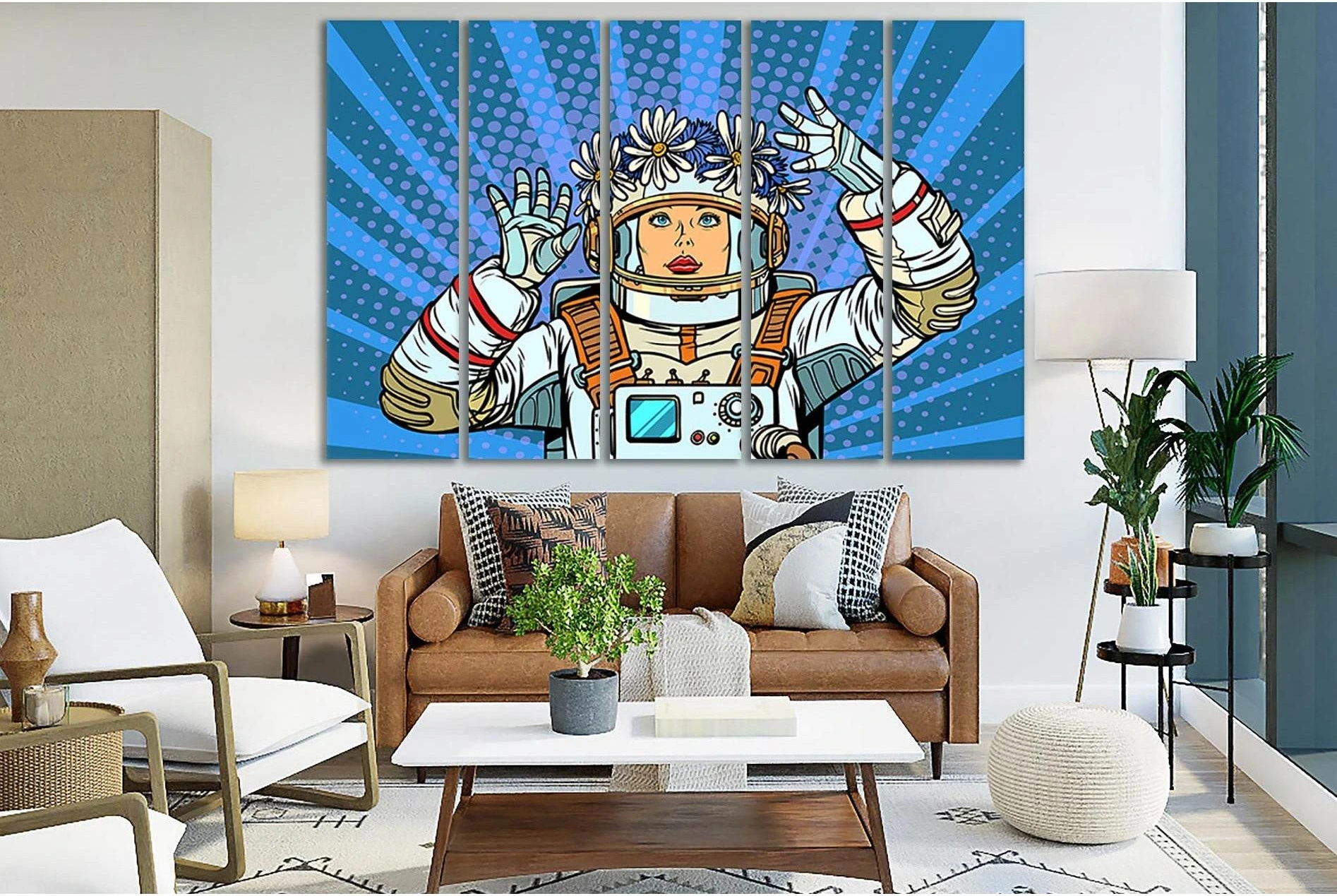 Woman Astronaut In A Wreath Pop Art №SL530 Ready to Hang Canvas Print - Zellart Canvas Prints 0new, ALL_Products, Pop ART