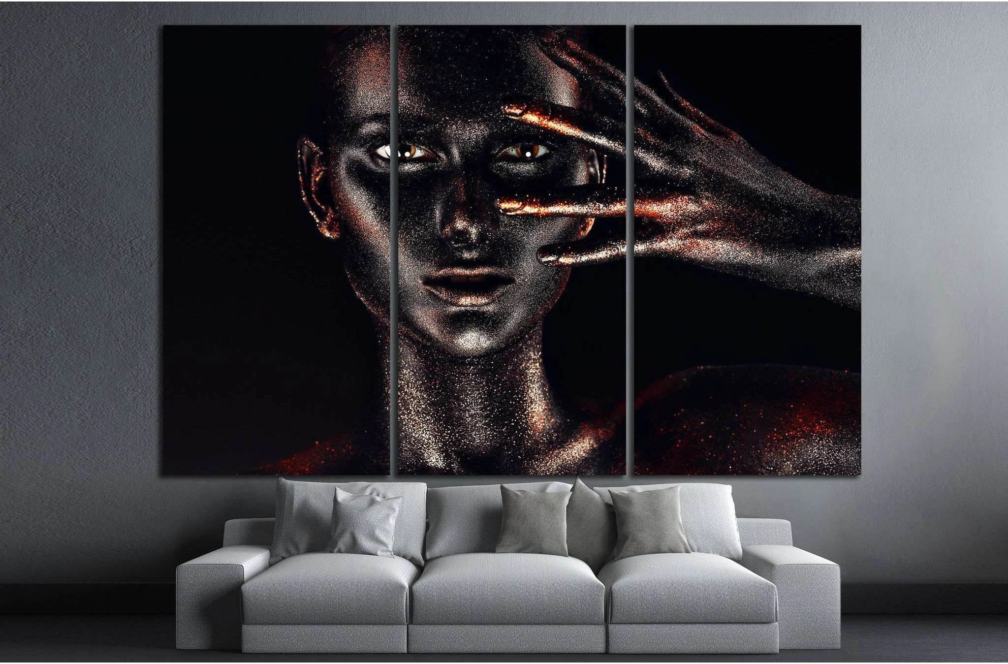 woman in black paint body №746 Ready to Hang Canvas Print - Zellart Canvas Prints ALL_Products, s-746