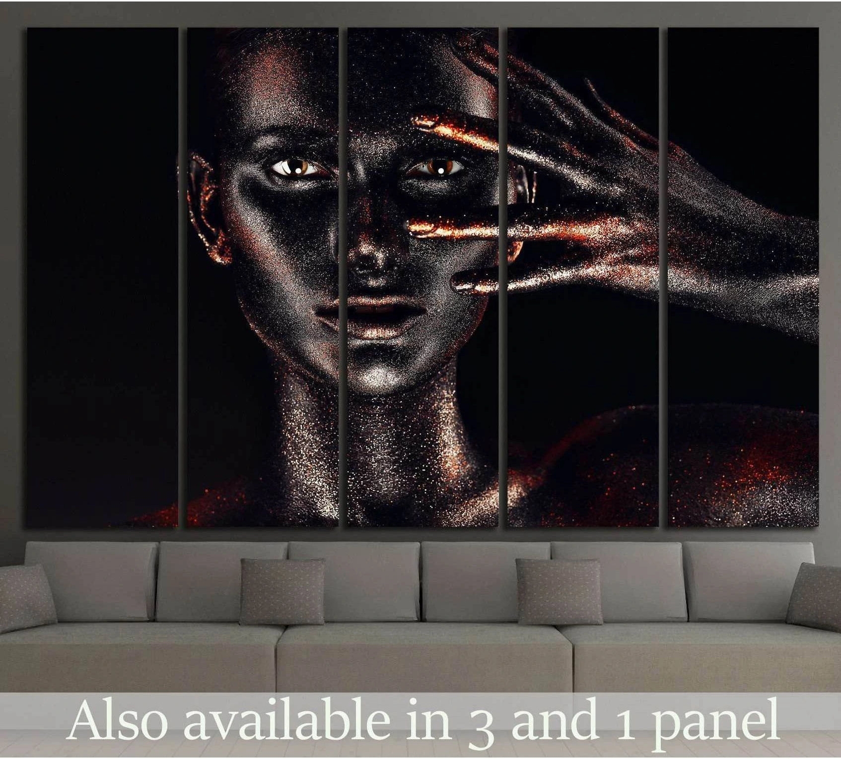 woman in black paint body №746 Ready to Hang Canvas Print - Zellart Canvas Prints ALL_Products, s-746