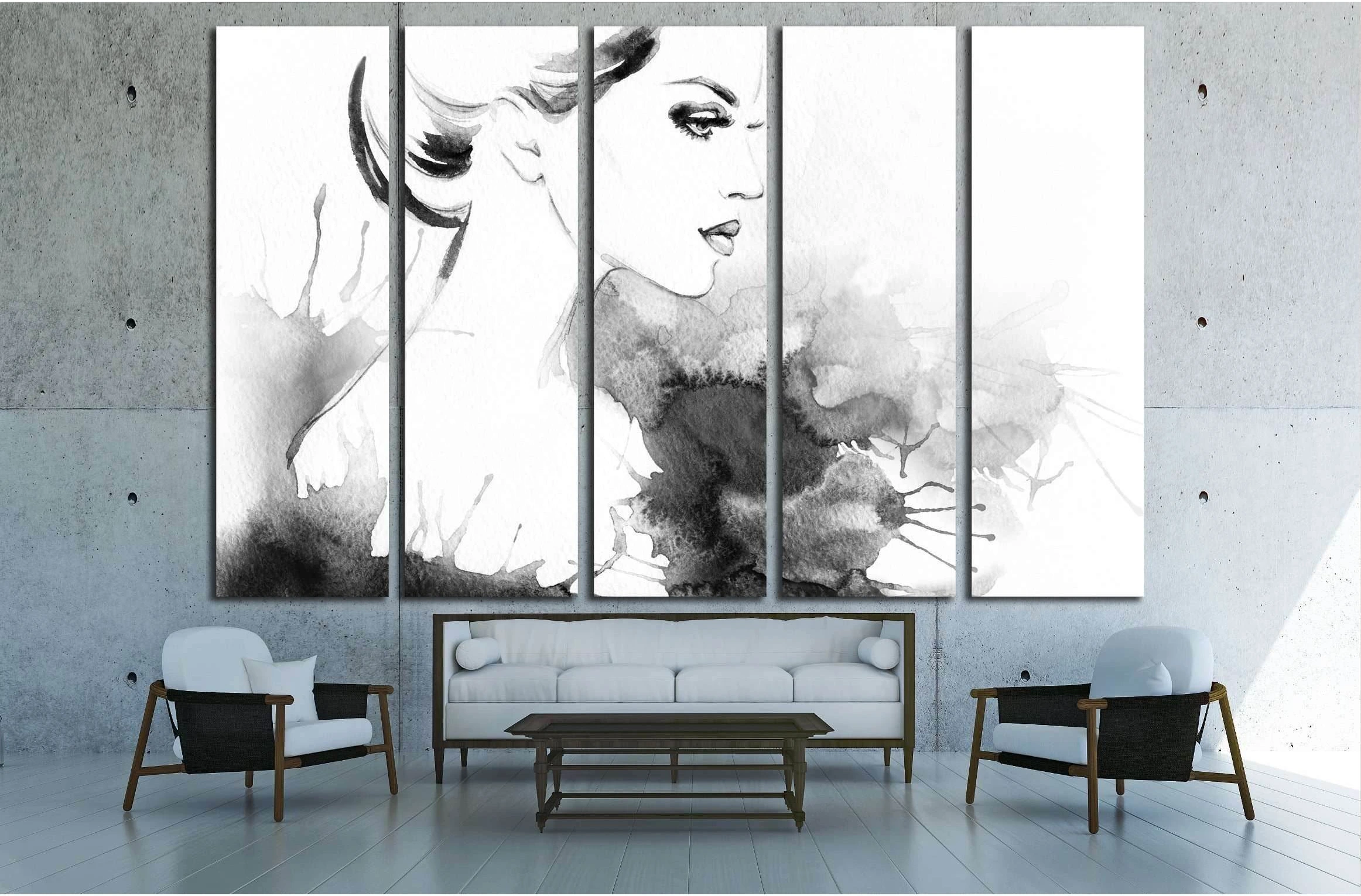 woman portrait .abstract watercolor .fashion background №2780 Ready to Hang Canvas Print - Zellart Canvas Prints ALL_Products, s-2780