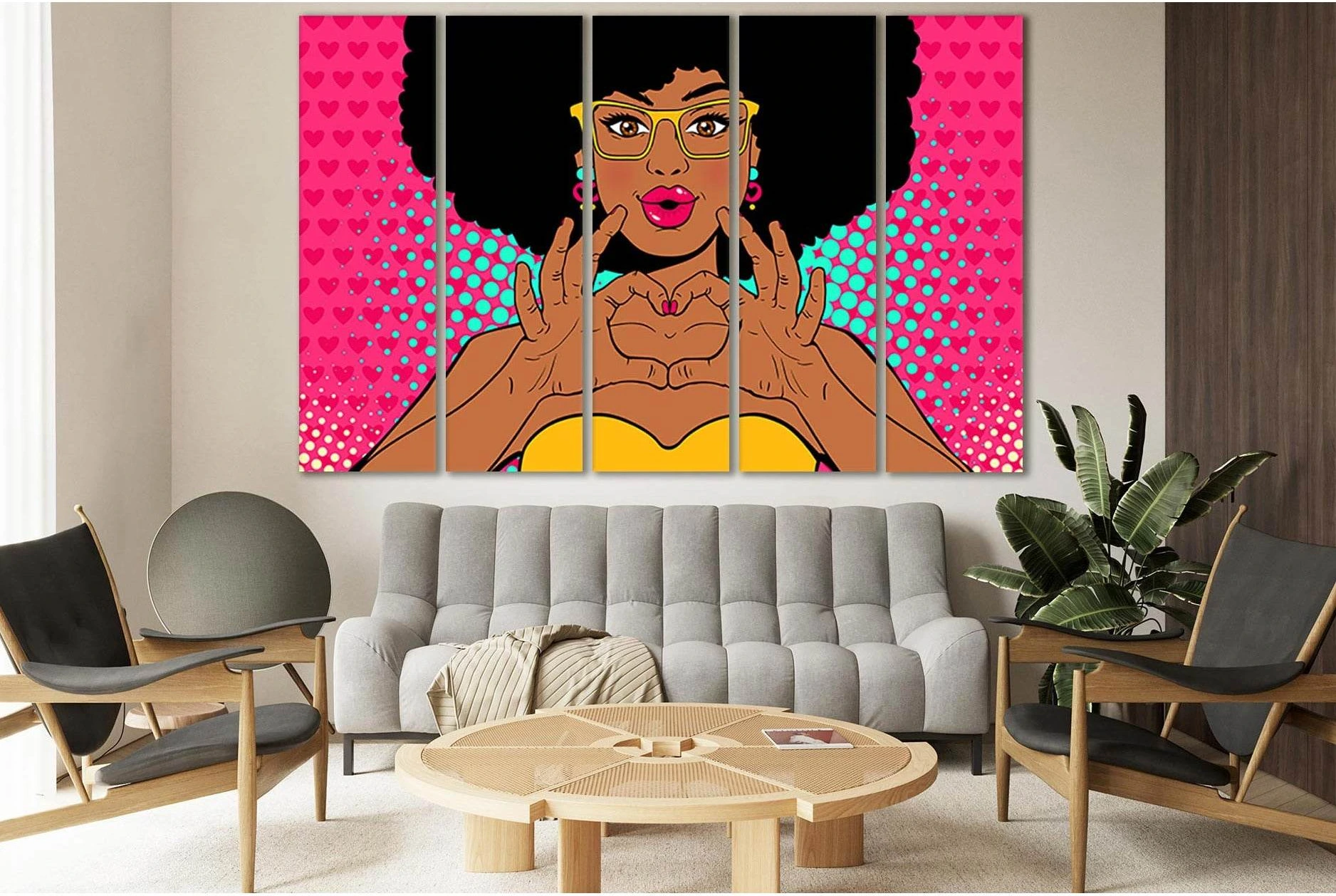 Woman Shows Love Sign By Her Hands №SL538 Ready to Hang Canvas Print - Zellart Canvas Prints 0new, ALL_Products, Pop ART