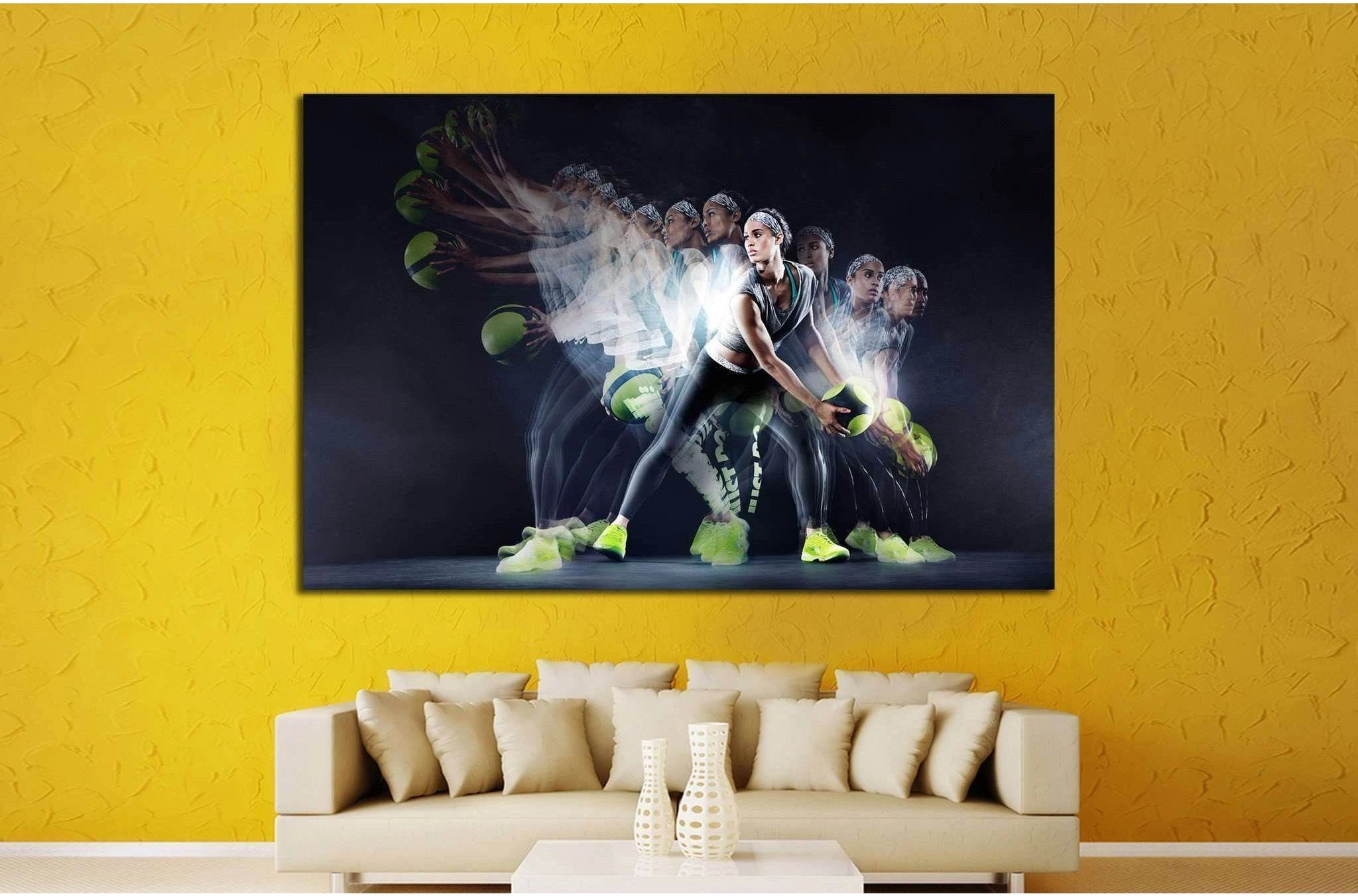Woman Training, Basketball, Valleyball №1463 Ready to Hang Canvas Print - Zellart Canvas Prints ALL_Products, s-1463