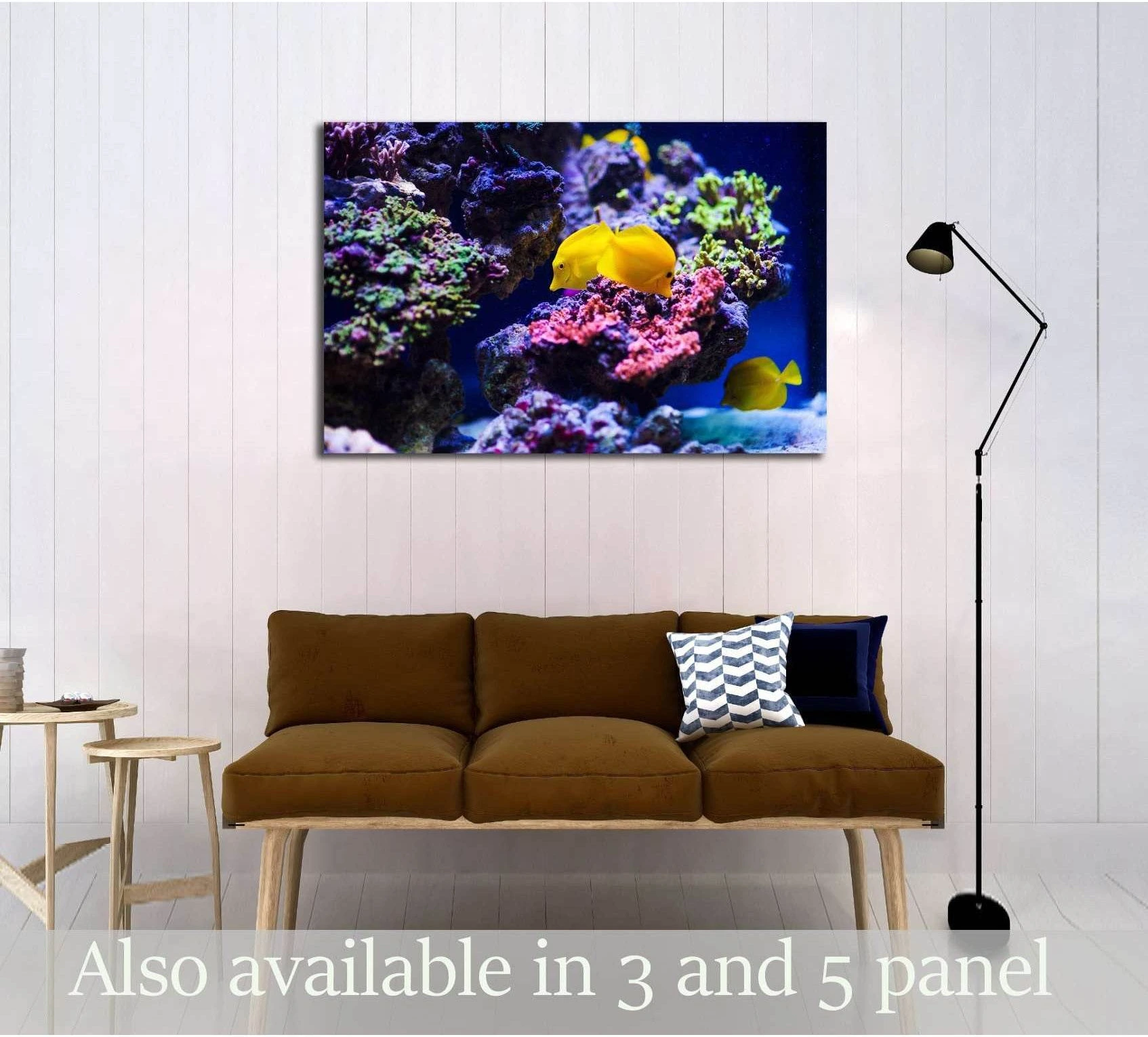 Wonderful and beautiful underwater world with corals showing blue ocean wall art with water and coastal depth.