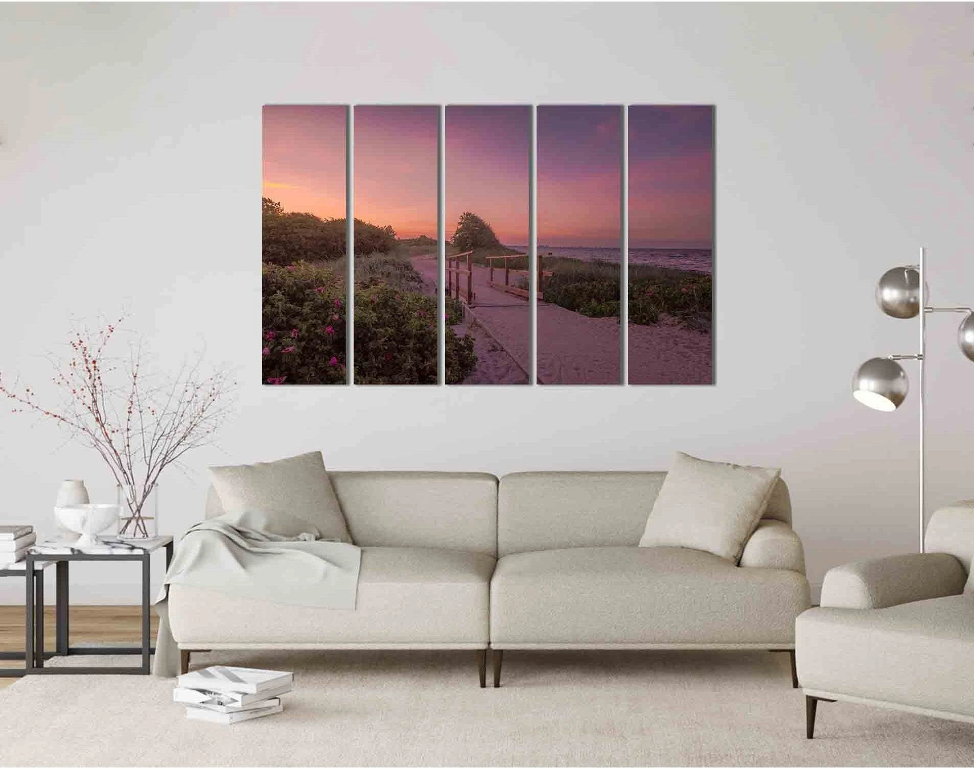 Wooden bridge by the sea №D1808 Ready to Hang Canvas Print - Zellart Canvas Prints 0new, ALL_Products, Sunrise & sunset wall art