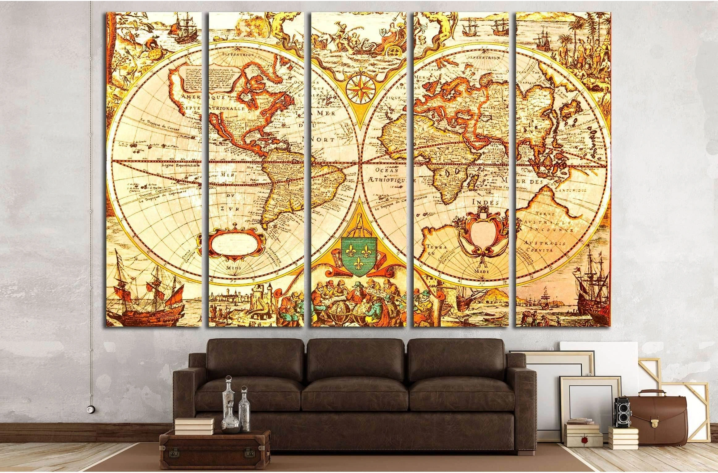 World Antique Map - An antique map of the world №2808 Ready to Hang Canvas Print - Zellart Canvas Prints ALL_Products, s-2808