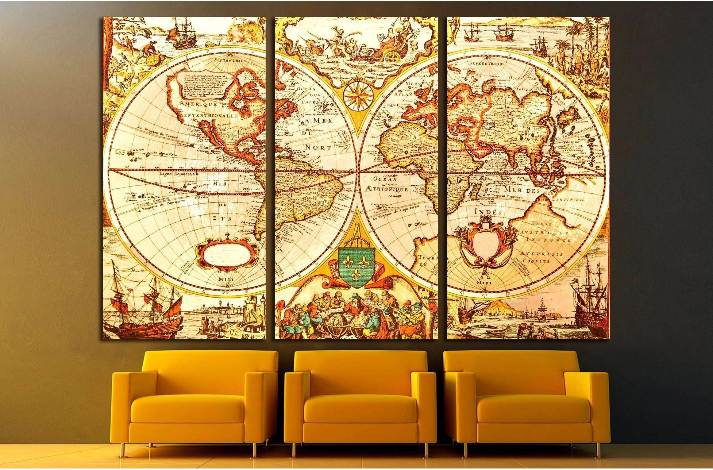 World Antique Map - An antique map of the world №2808 Ready to Hang Canvas Print - Zellart Canvas Prints ALL_Products, s-2808