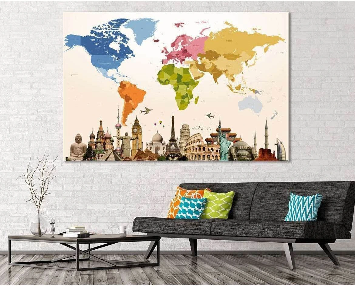 World Map №109 Ready to Hang Canvas Print - Zellart Canvas Prints ALL_Products, wd-108