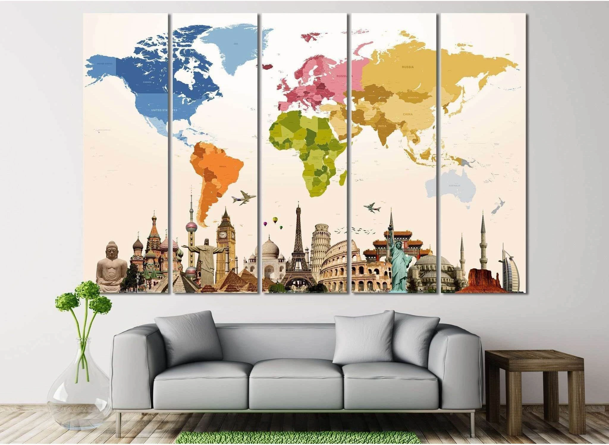 World Map №109 Ready to Hang Canvas Print - Zellart Canvas Prints ALL_Products, wd-108