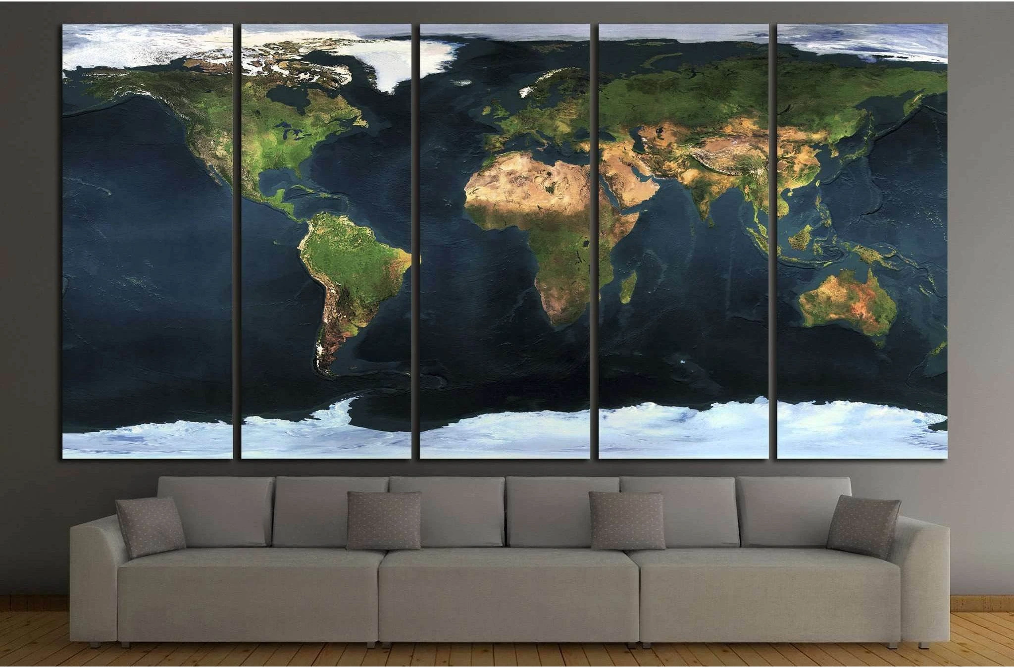World map №1453 Ready to Hang Canvas Print - Zellart Canvas Prints ALL_Products, s-1453