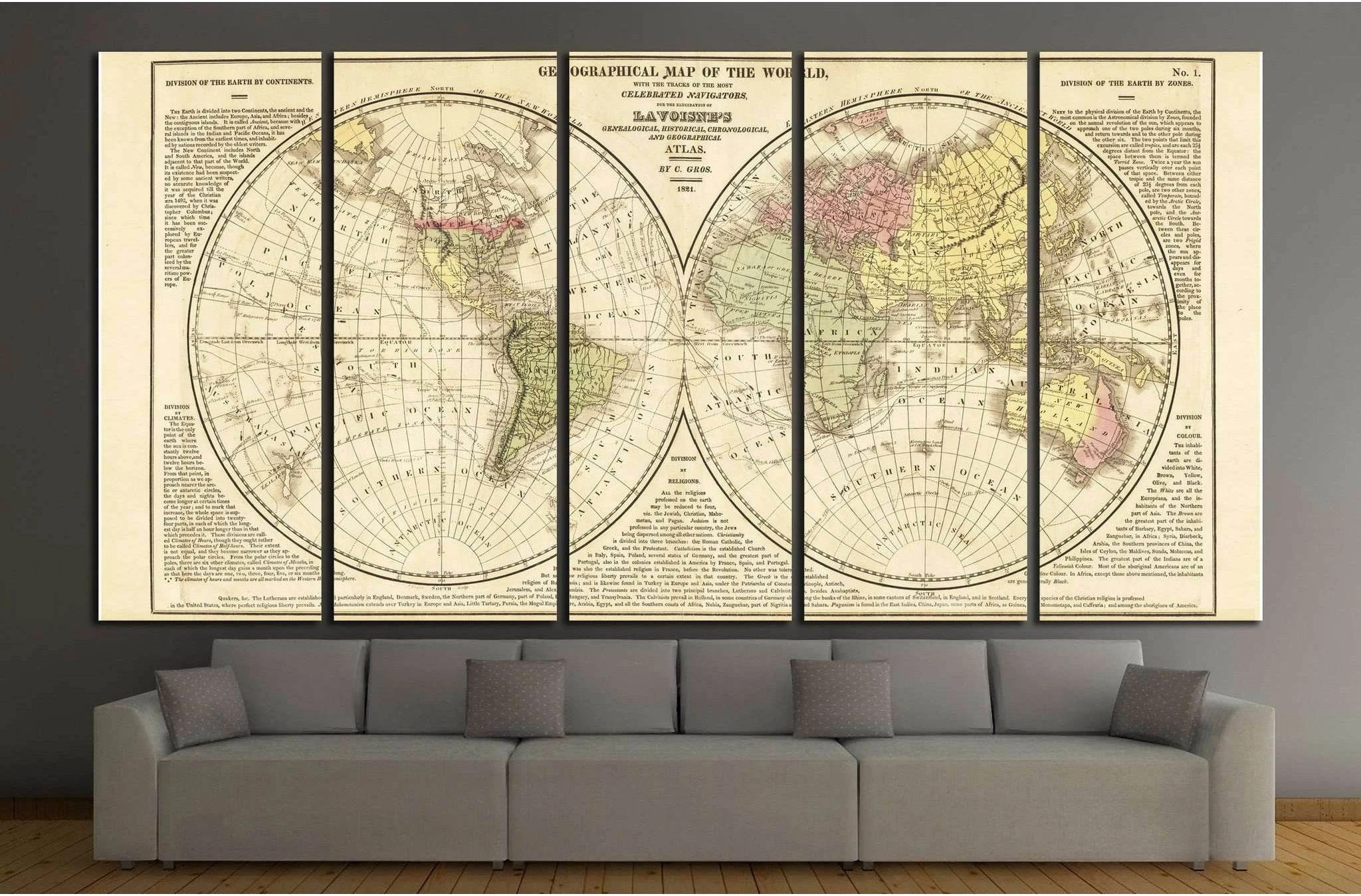 World Map №1492 Ready to Hang Canvas Print - Zellart Canvas Prints ALL_Products, s-1492