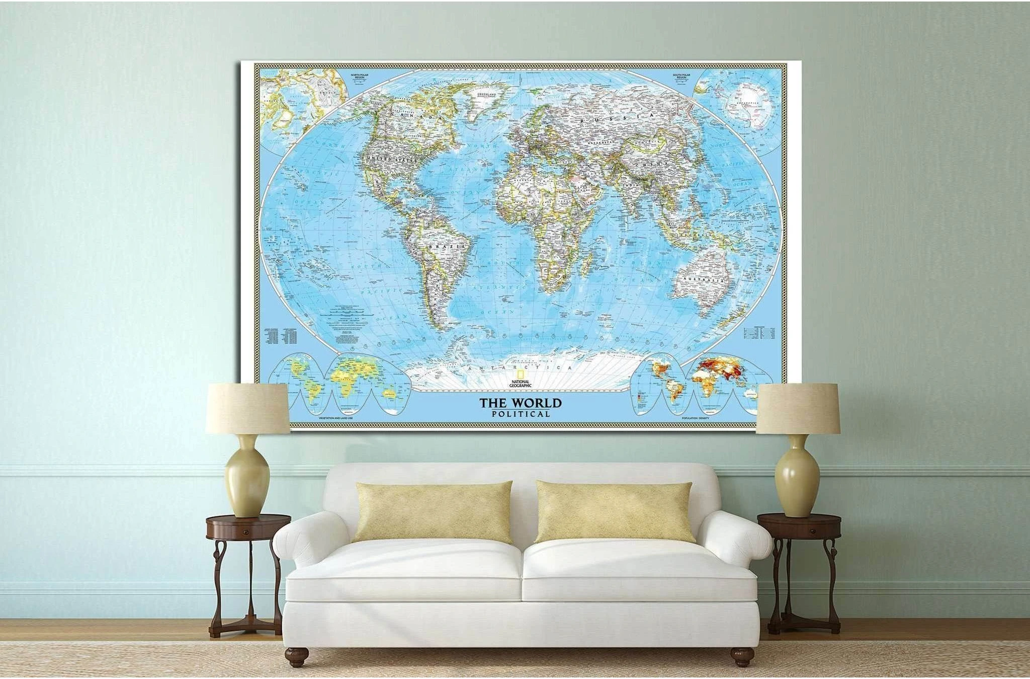 World Map №1496 Ready to Hang Canvas Print - Zellart Canvas Prints ALL_Products, s-1496