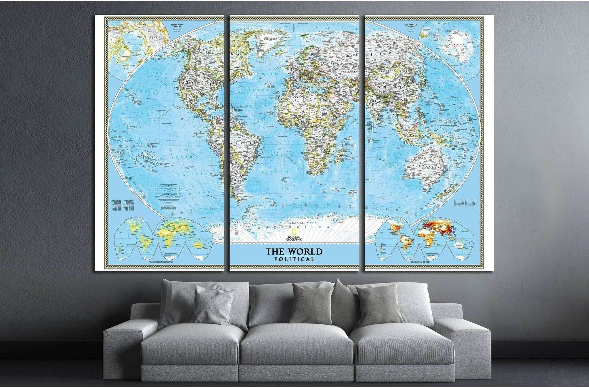 World Map №1496 Ready to Hang Canvas Print - Zellart Canvas Prints ALL_Products, s-1496