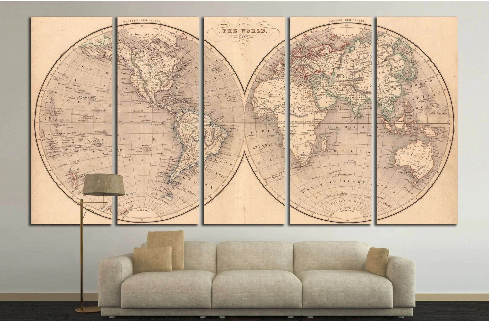 World Map №1497 Ready to Hang Canvas Print - Zellart Canvas Prints ALL_Products, s-1497