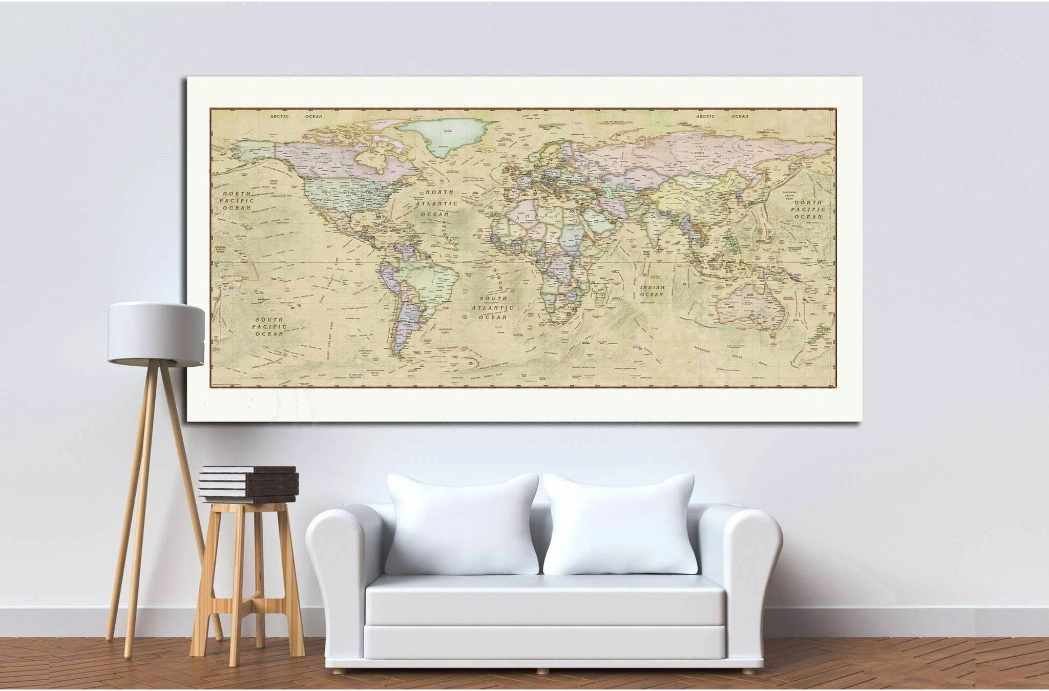 World Map №1501 Ready to Hang Canvas Print - Zellart Canvas Prints ALL_Products, s-1501