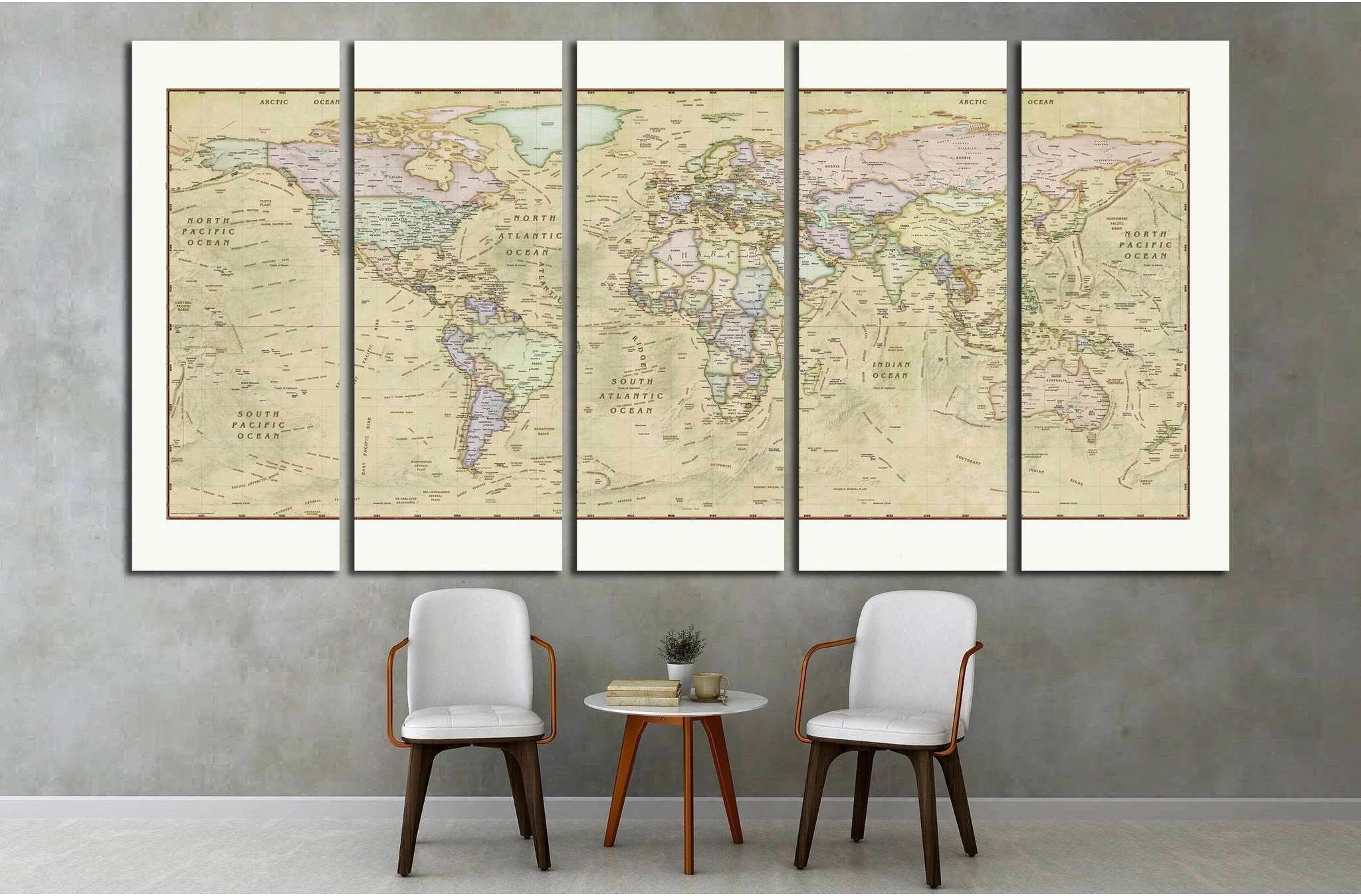 World Map №1501 Ready to Hang Canvas Print - Zellart Canvas Prints ALL_Products, s-1501