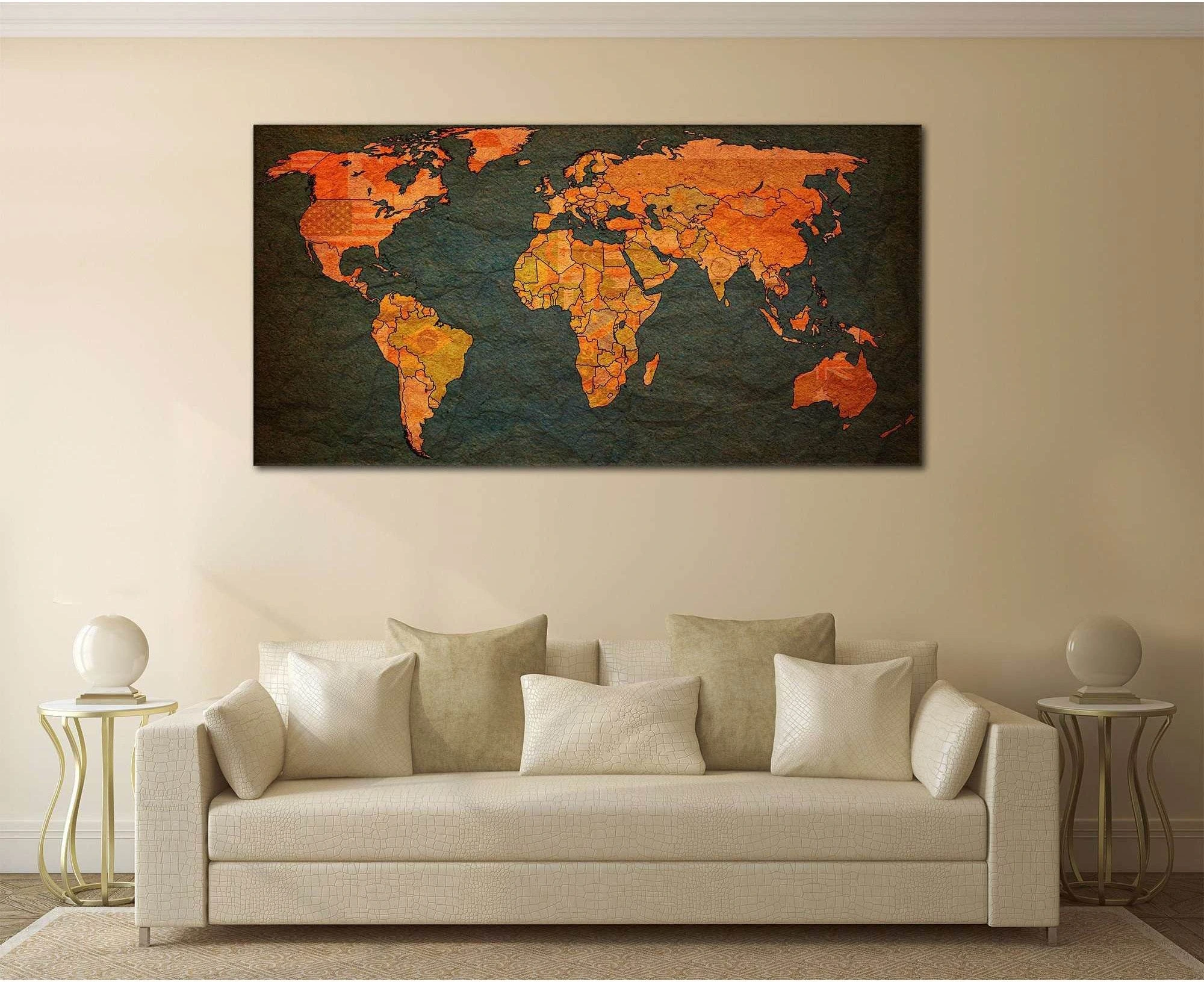 World Map №798 Ready to Hang Canvas Print - Zellart Canvas Prints ALL_Products, autopostr_pinterest_65155, autopostr_pinterest_65157, autopostr_pinterest_65158, autopostr_pinterest_65160