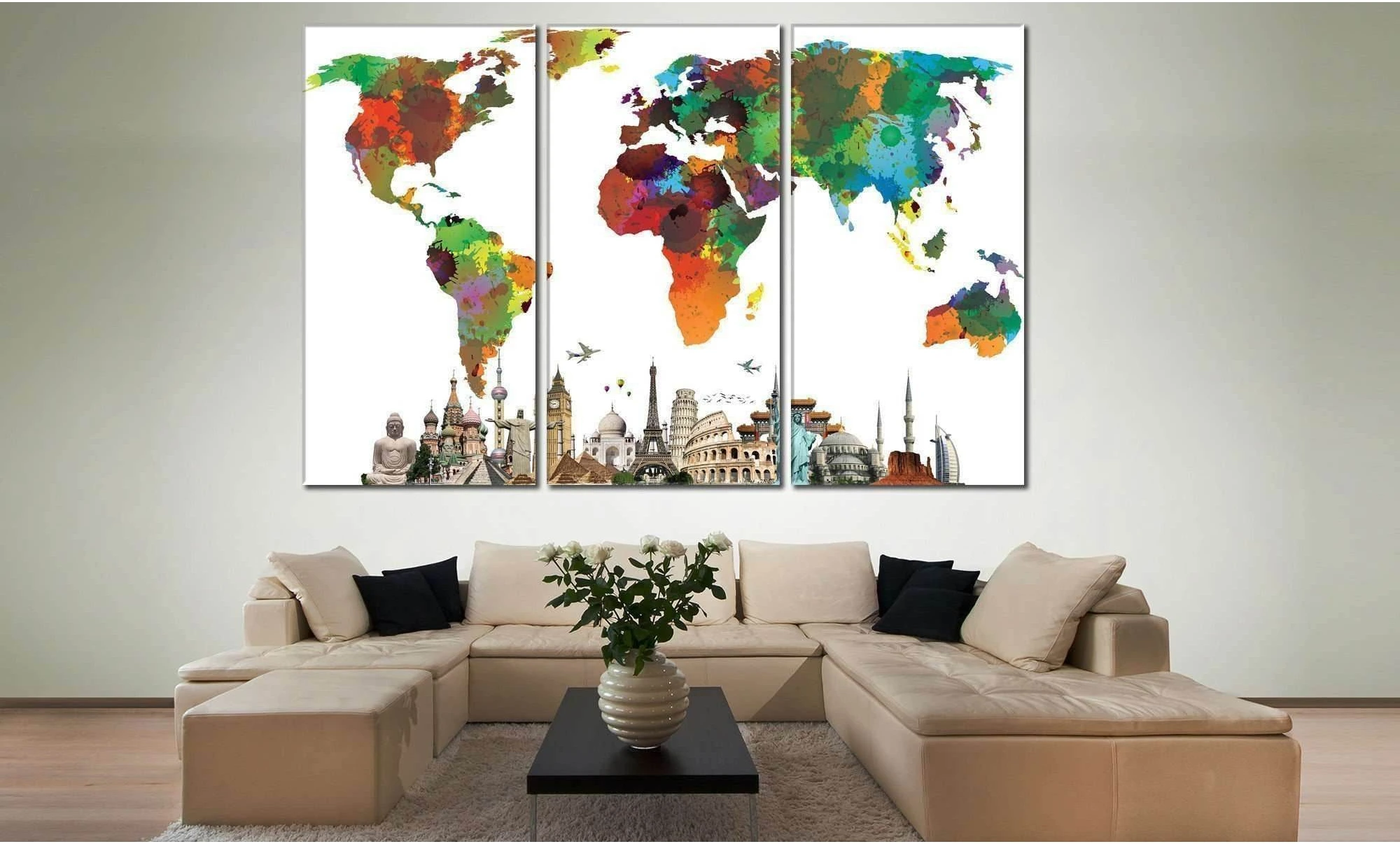 World Map №854 Ready to Hang Canvas Print - Zellart Canvas Prints ALL_Products, autopostr_pinterest_65155, autopostr_pinterest_65157, autopostr_pinterest_65158, autopostr_pinterest_65160