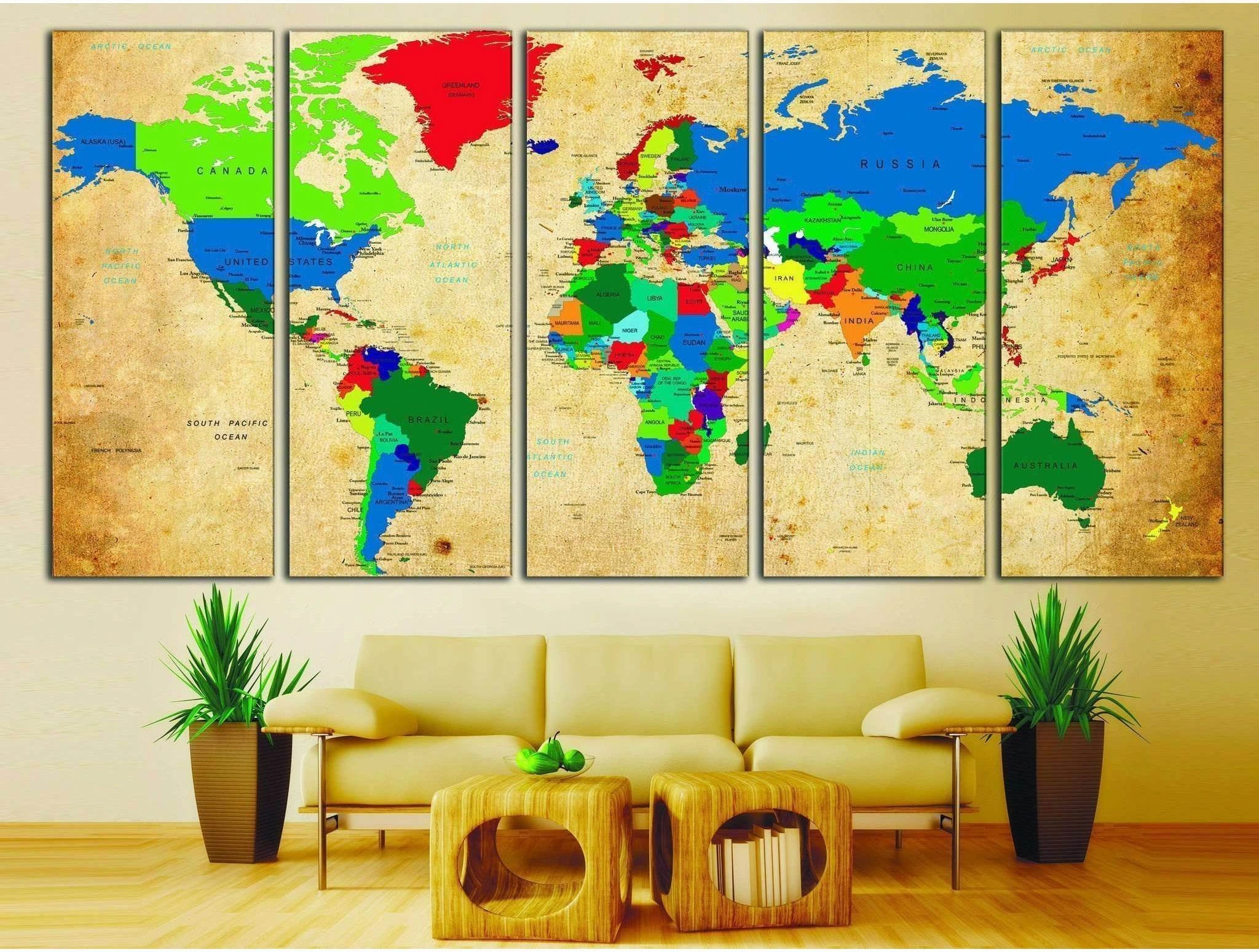 World Map №873 Ready to Hang Canvas Print - Zellart Canvas Prints ALL_Products, autopostr_pinterest_65155, autopostr_pinterest_65157, autopostr_pinterest_65158, autopostr_pinterest_65160
