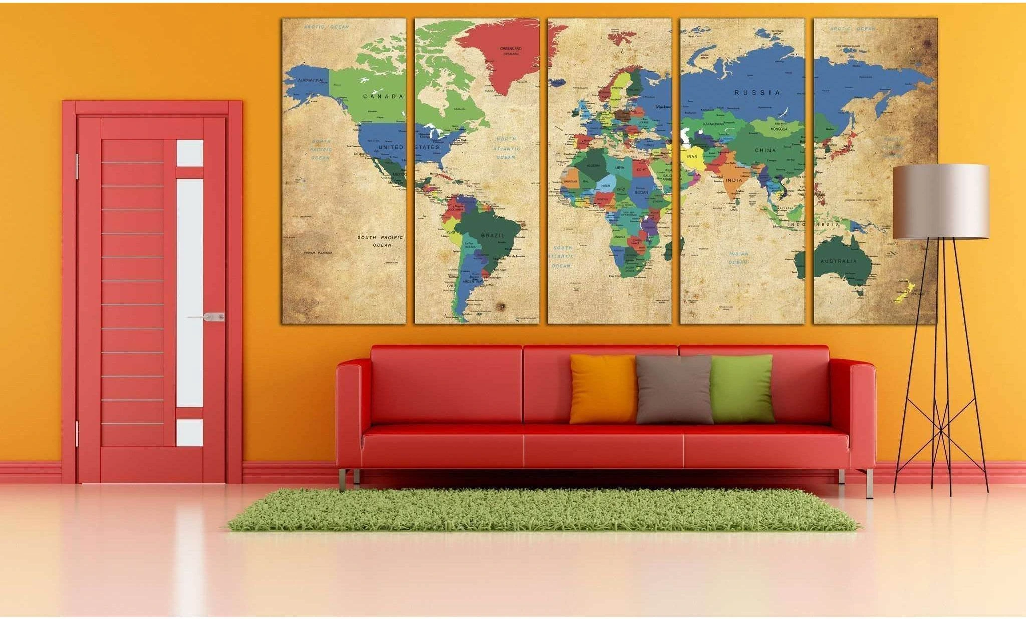World Map №873 Ready to Hang Canvas Print - Zellart Canvas Prints ALL_Products, autopostr_pinterest_65155, autopostr_pinterest_65157, autopostr_pinterest_65158, autopostr_pinterest_65160