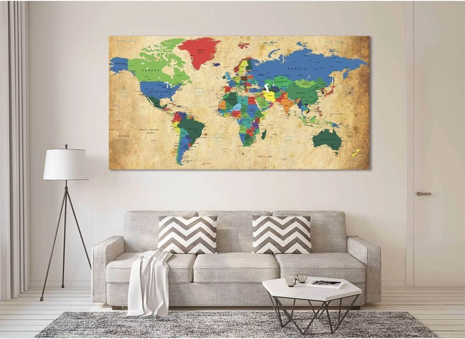 World Map №873 Ready to Hang Canvas Print - Zellart Canvas Prints ALL_Products, autopostr_pinterest_65155, autopostr_pinterest_65157, autopostr_pinterest_65158, autopostr_pinterest_65160