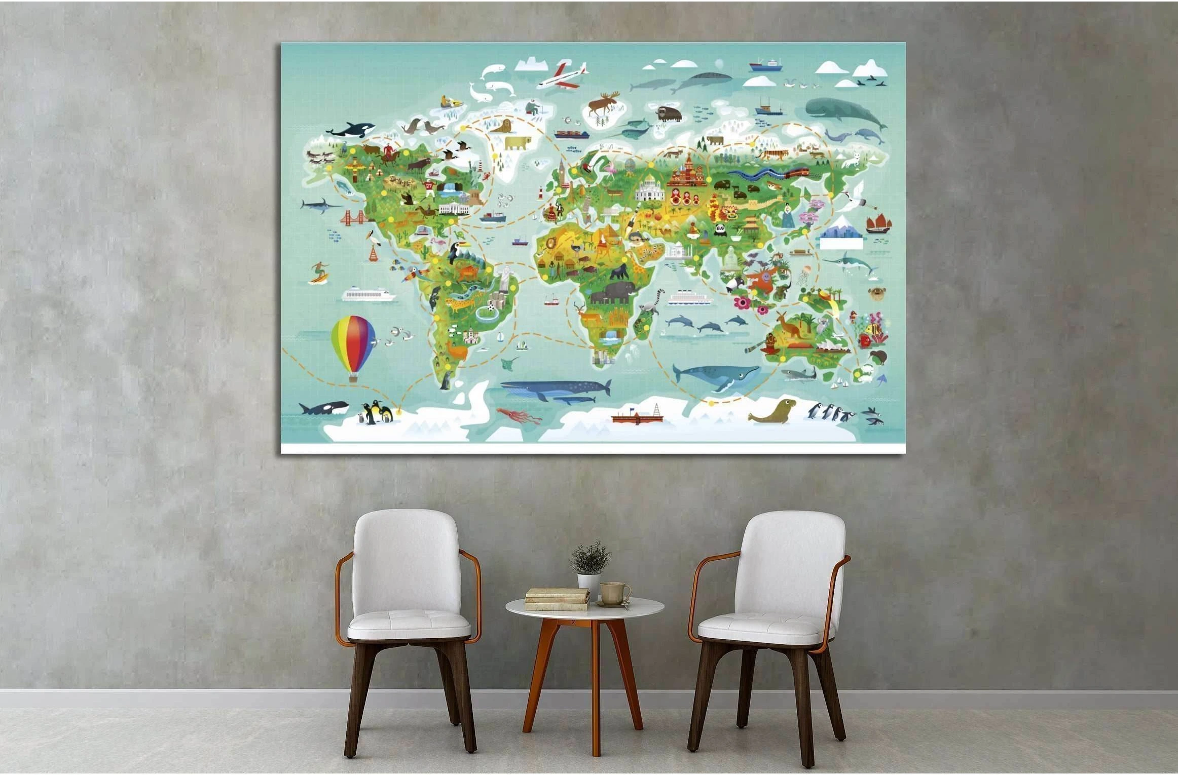 World map for kids№32 Ready to Hang Canvas Print - Zellart Canvas Prints ALL_Products, s-32