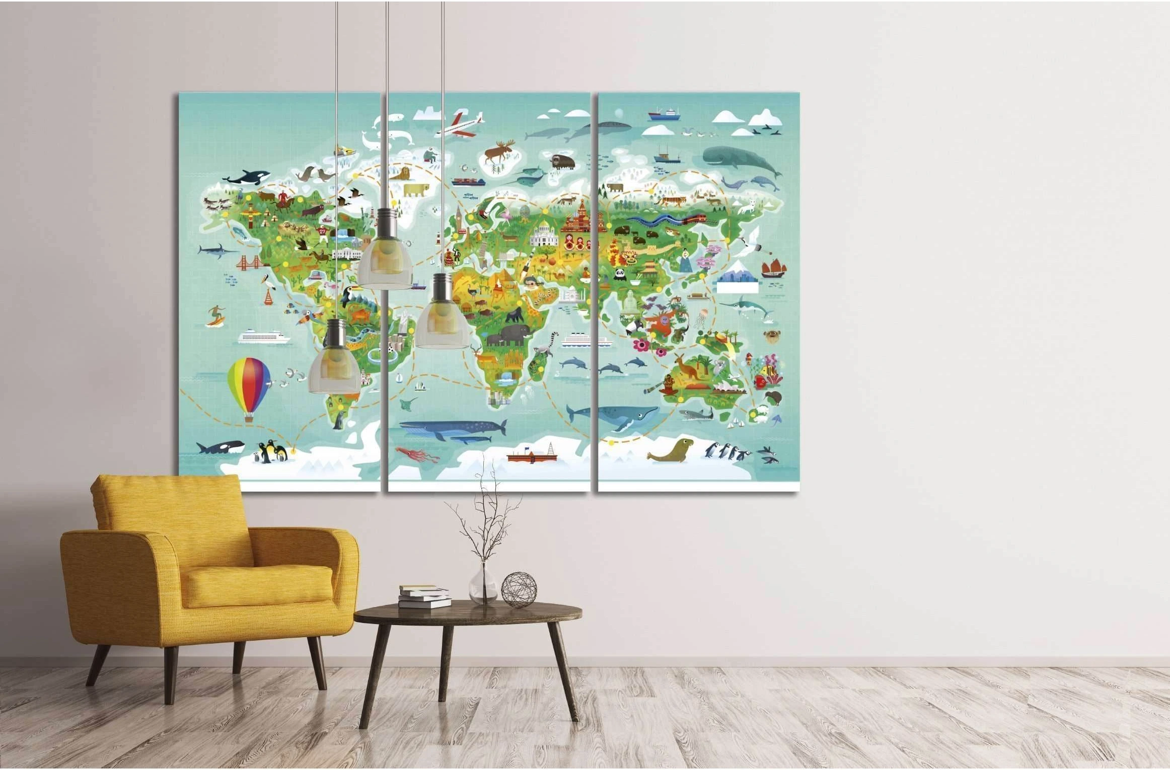 World map for kids№32 Ready to Hang Canvas Print - Zellart Canvas Prints ALL_Products, s-32