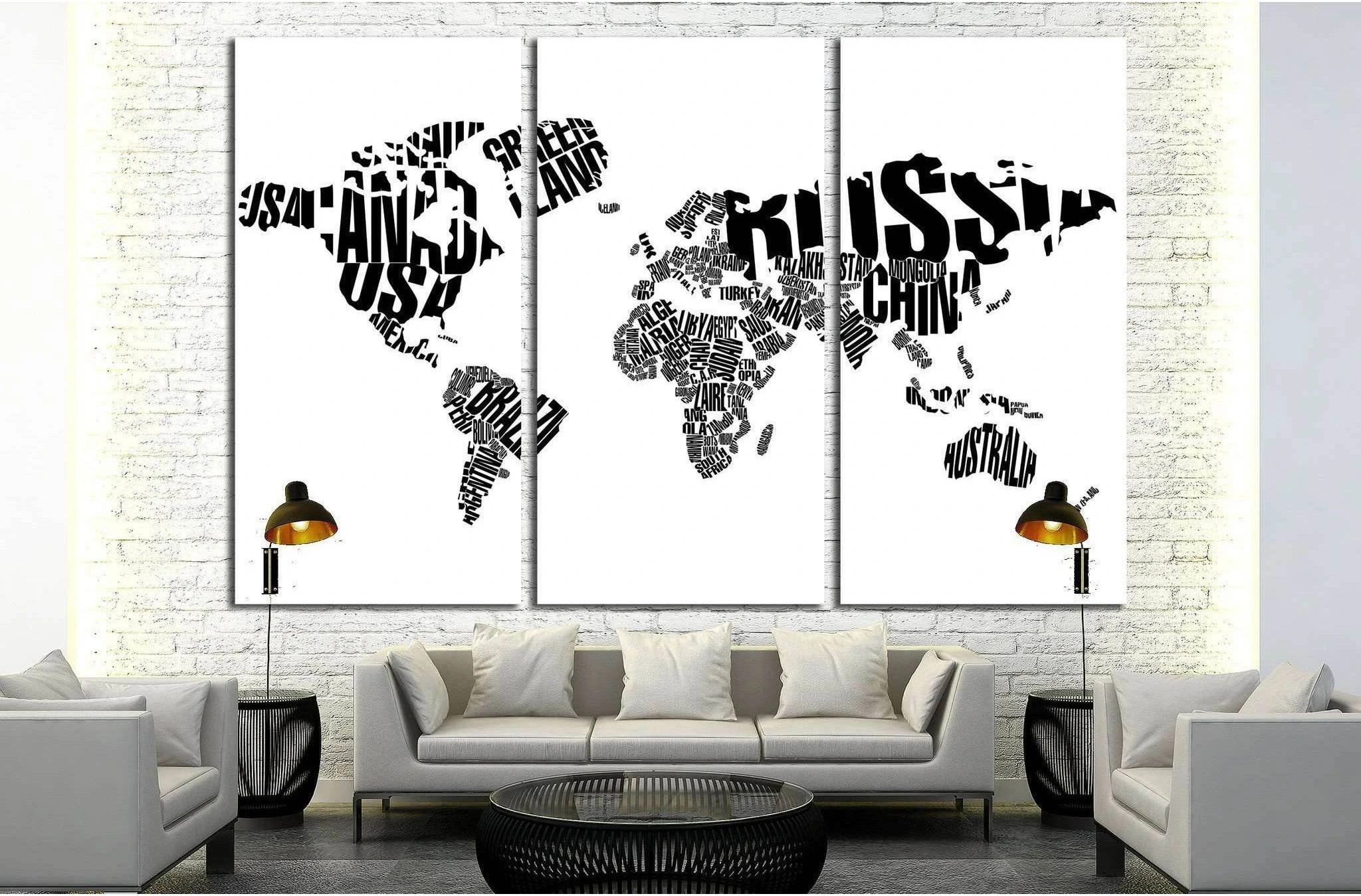 World Map in Typography №1927 Ready to Hang Canvas Print - Zellart Canvas Prints ALL_Products, s-1927