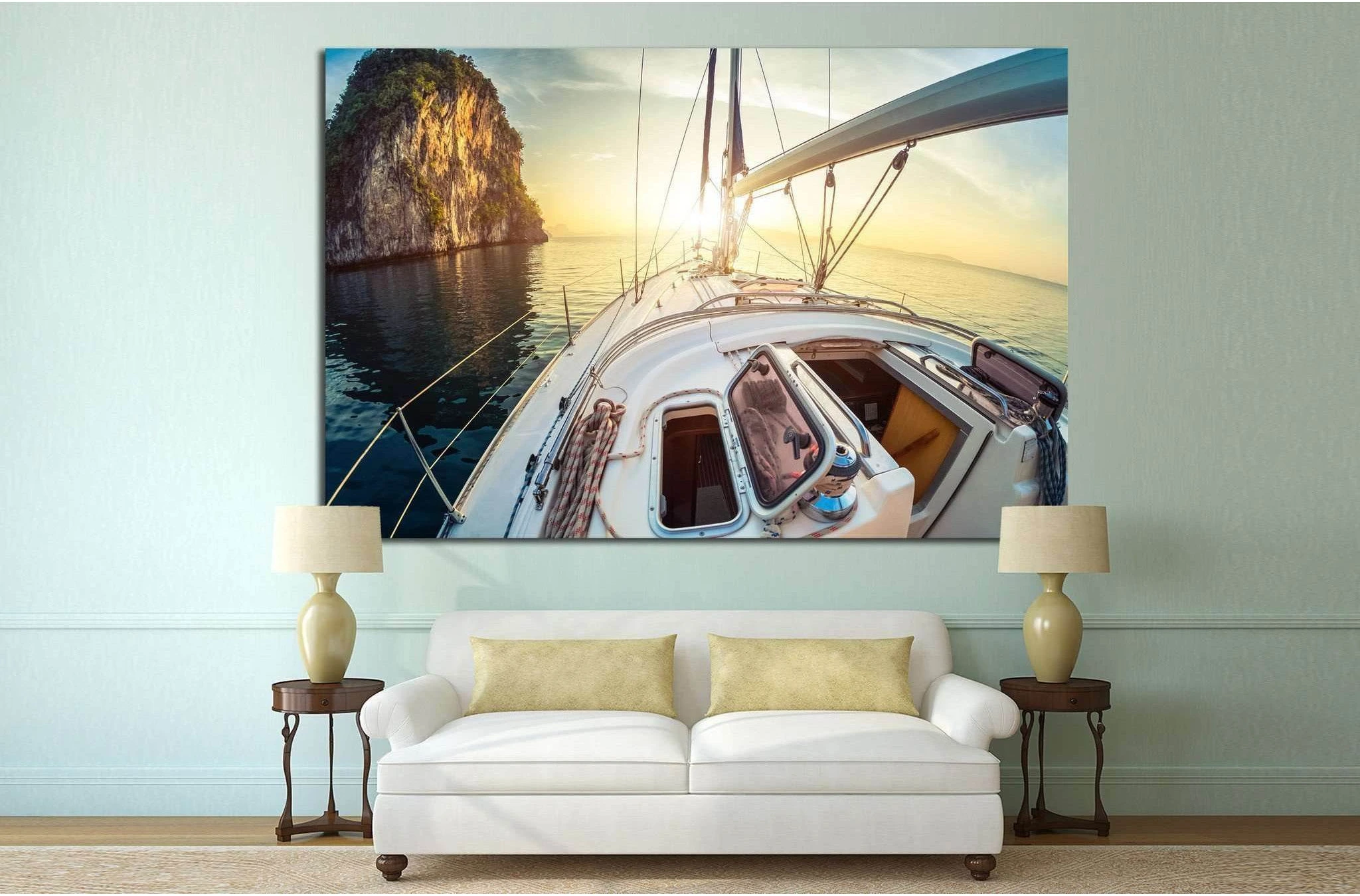 Yacht and Sunset №210 Ready to Hang Canvas Print - Zellart Canvas Prints ALL_Products, wd-210