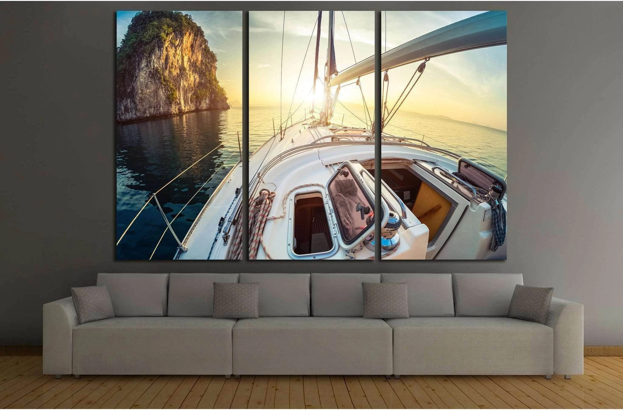 Yacht and Sunset №210 Ready to Hang Canvas Print - Zellart Canvas Prints ALL_Products, wd-210