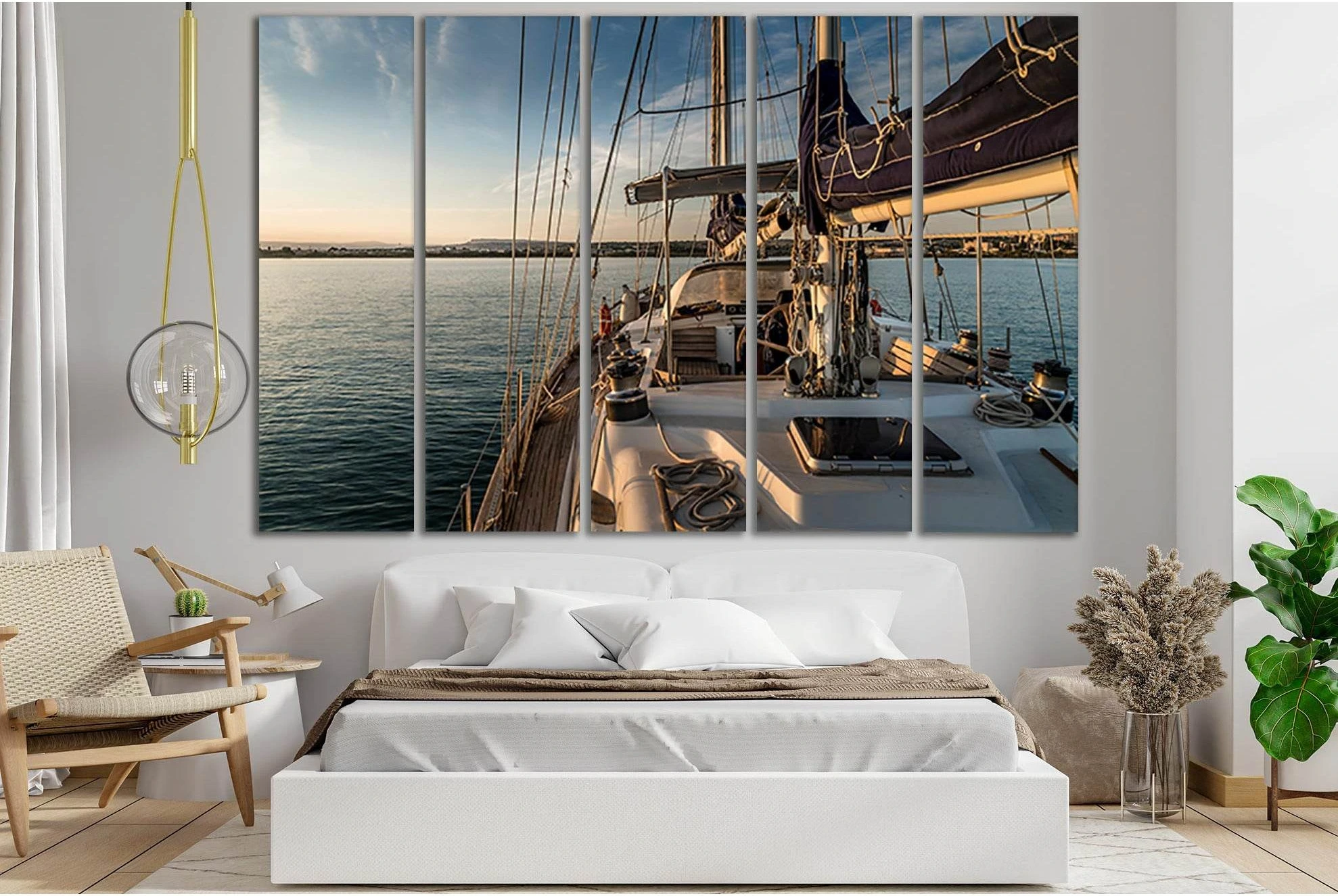 Yacht In The Sea №SL786 Ready to Hang Canvas Print - Zellart Canvas Prints 0new, ALL_Products, Engine, Engines Wall Art