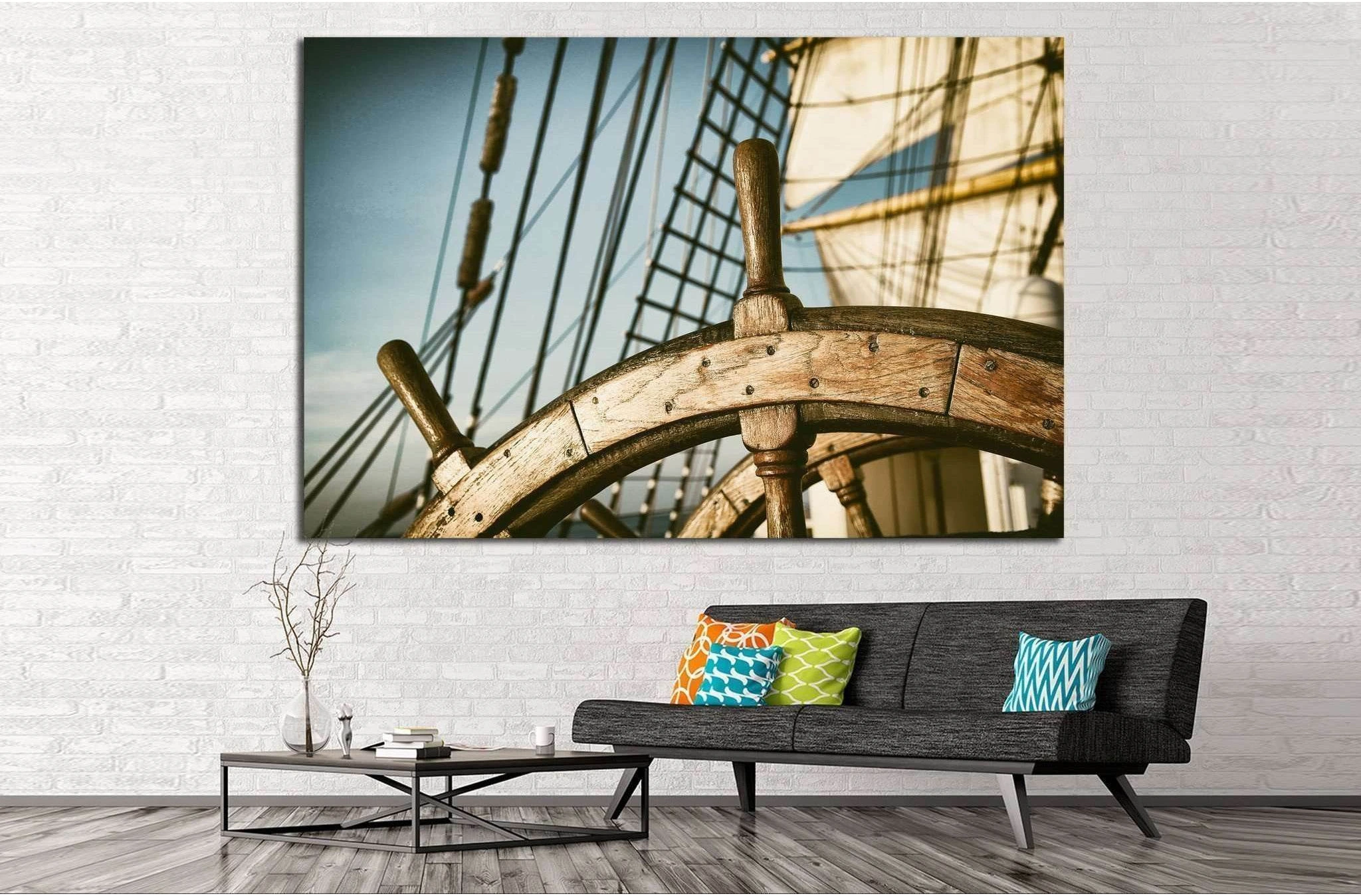 Yacht Wheel №214 Ready to Hang Canvas Print - Zellart Canvas Prints ALL_Products, wd-214