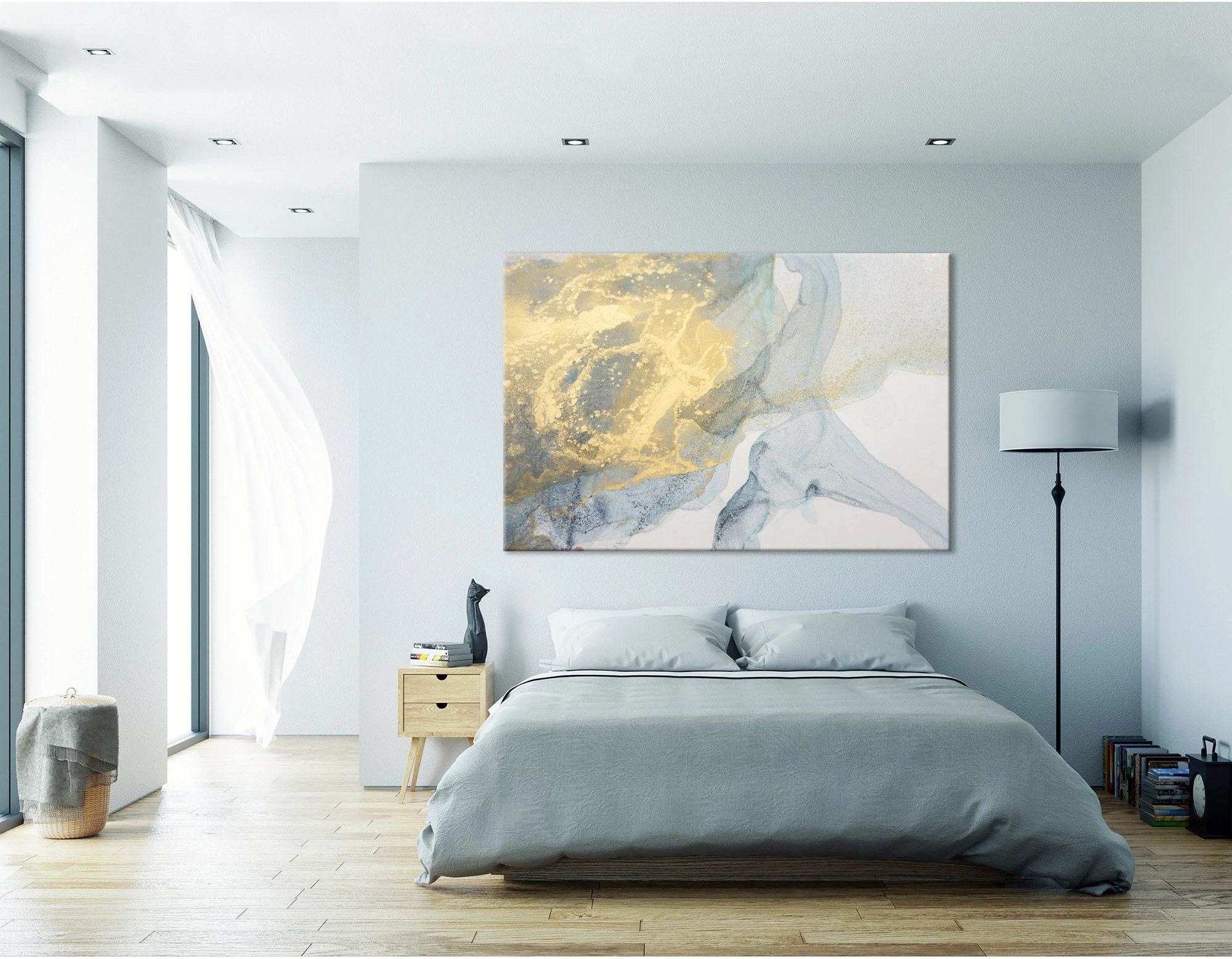 Yellow And Blue Abstract №04398 Ready to Hang Canvas Print - Zellart Canvas Prints ALL_Products